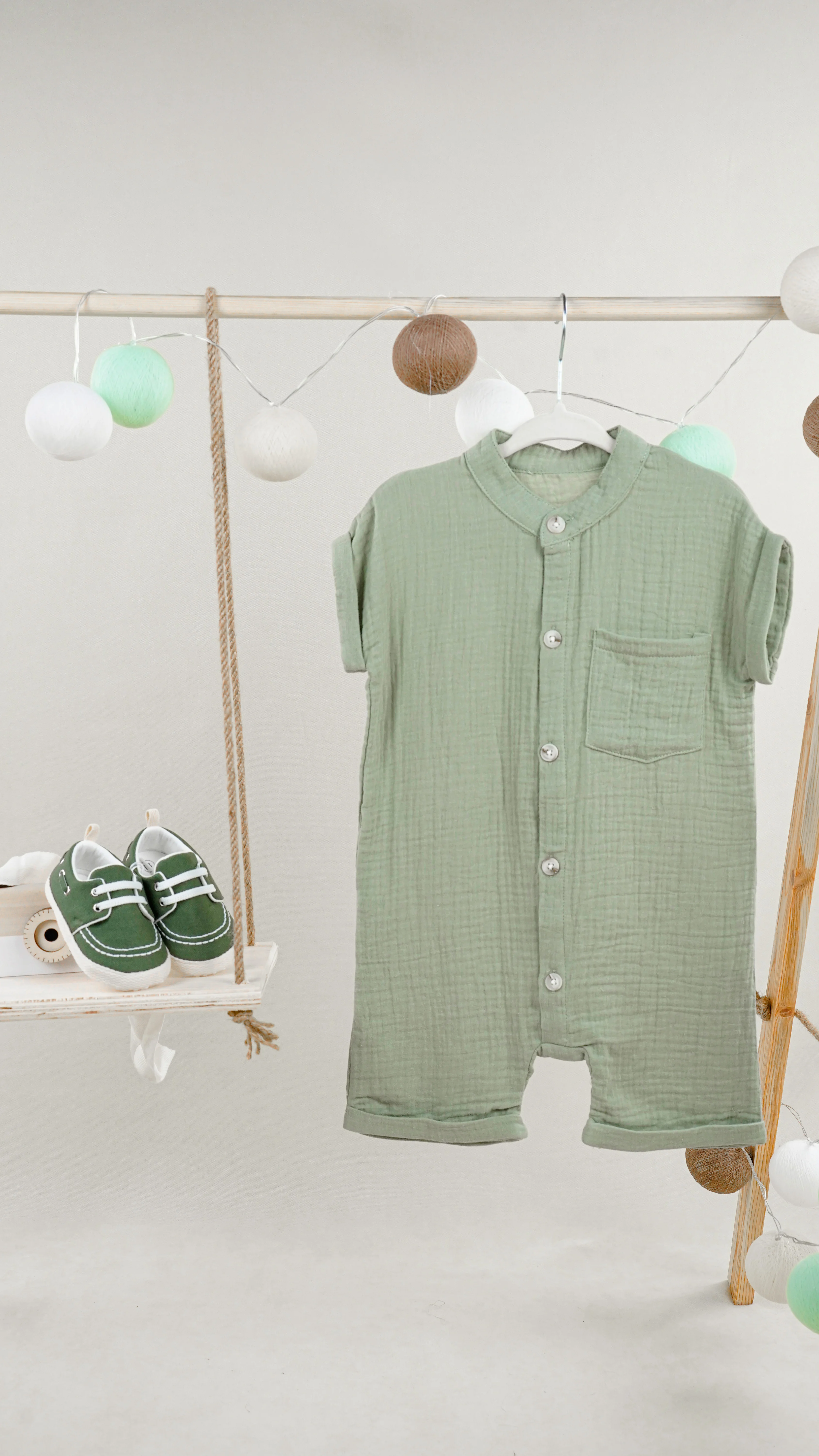 Lora Bliss Erkek Açık Yeşil Pamuk Tulum