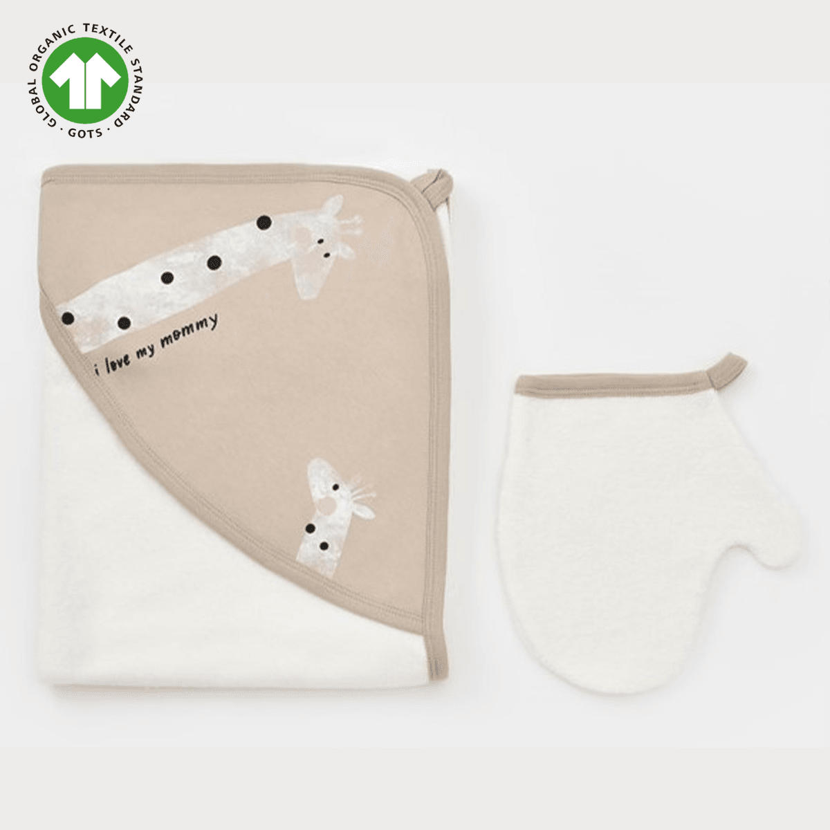 Lora Bliss Organik Unisex 85x85 cm Giraffe Kapüşonlu Banyo Havlusu
