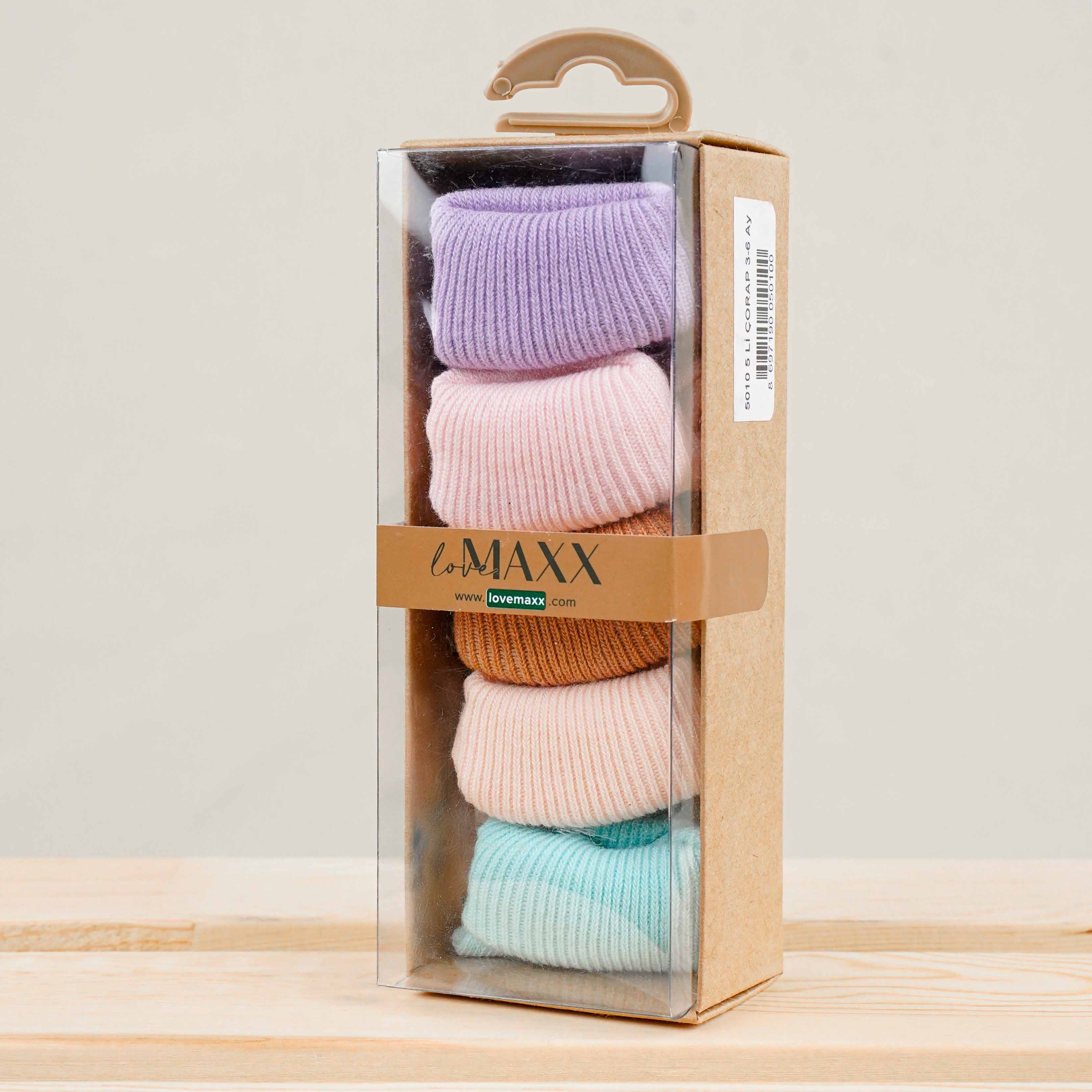 Lora Bliss 5’li Pastel Renkli Bebek Çorap Seti – 0-3 Ay / 3-6 Ay - 0-3 Ay