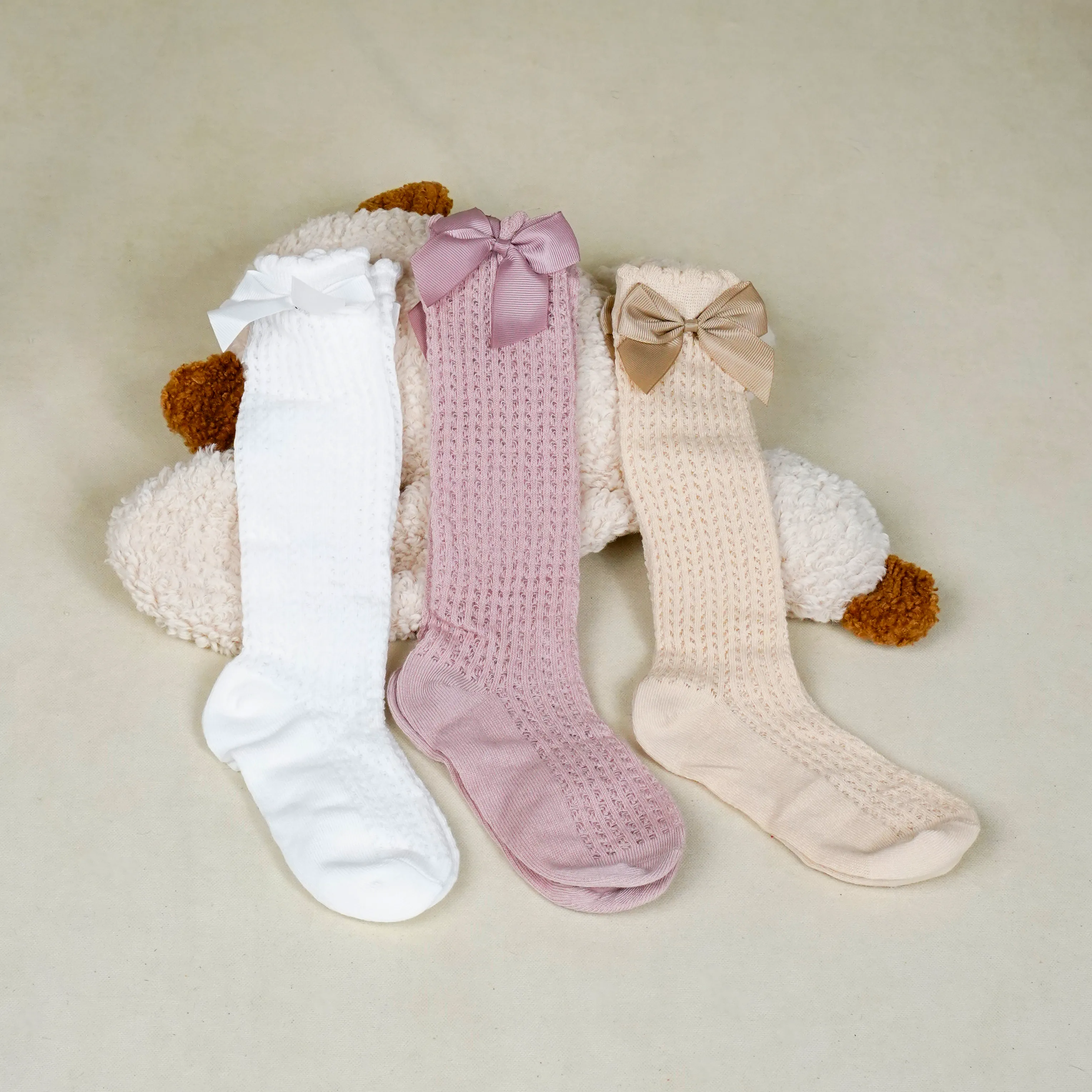 Lora Bliss Kız Çocuk Fiyonklu Yumuşak Çorap Seti 3 Çift