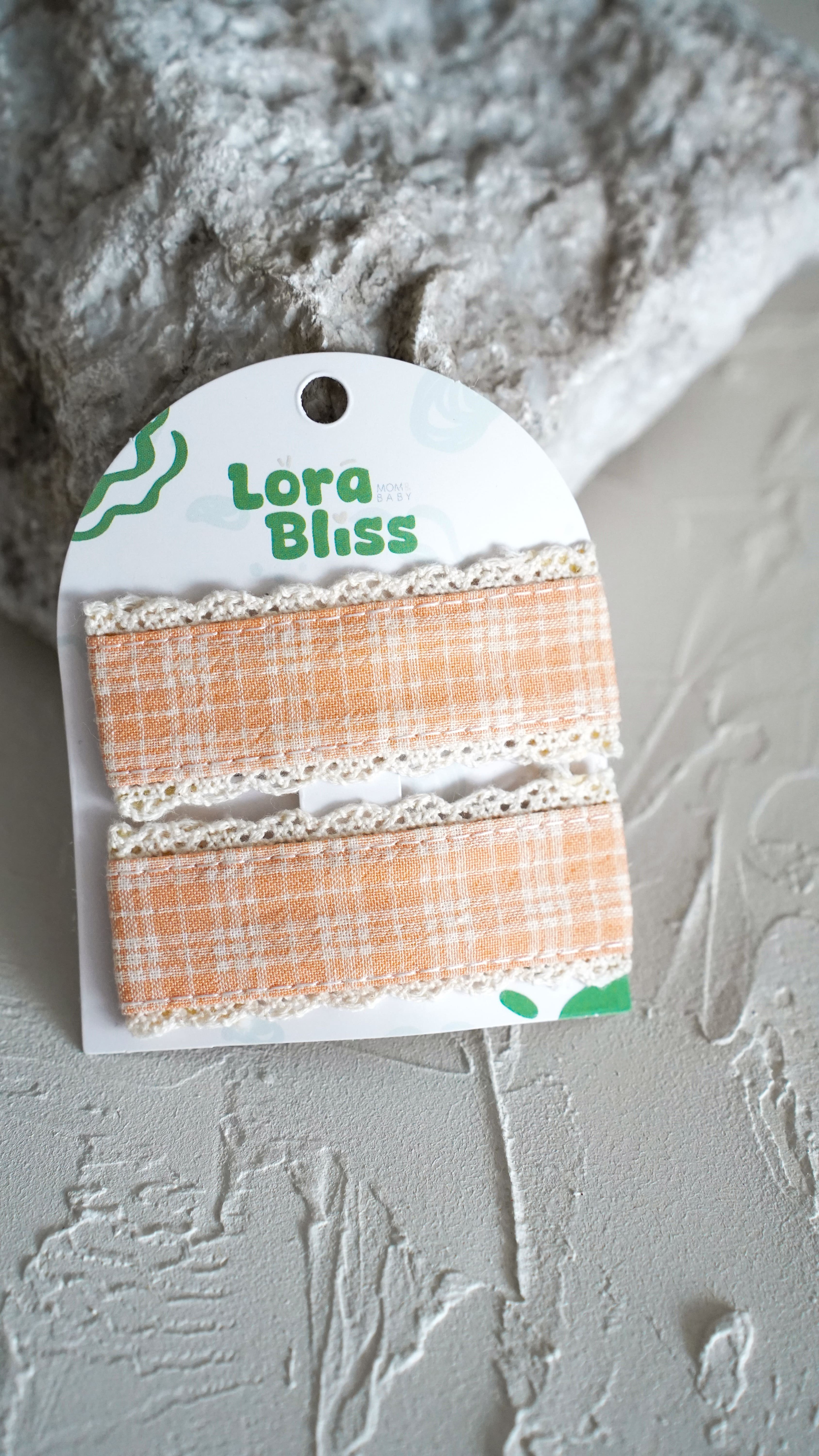 Lora Bliss Dantelli Ekose Desenli Çıtçıt Tekli Toka  - Turuncu Ekose