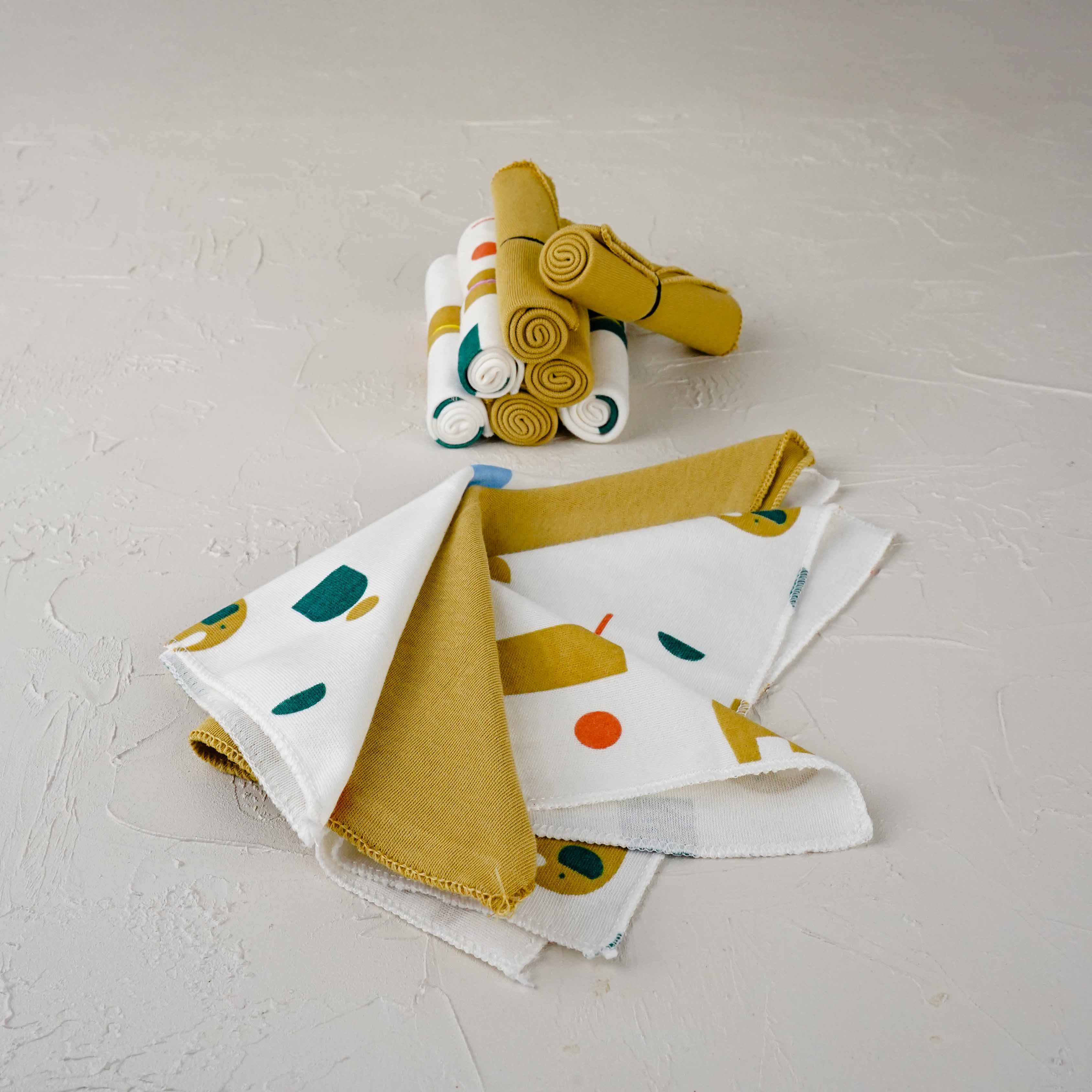 Lora Bliss Unisex 7'li Desenli Ağız Mendili Seti 23x23 cm - Sarı