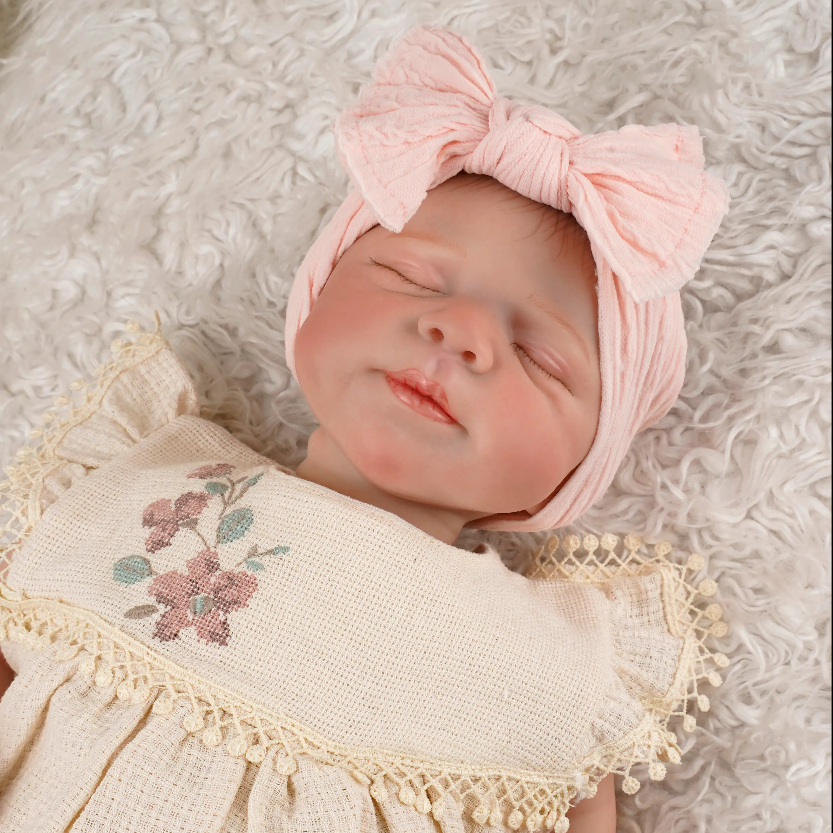 Lora Bliss Fiyonk Figürlü Penye Saç Bandı - Pudra