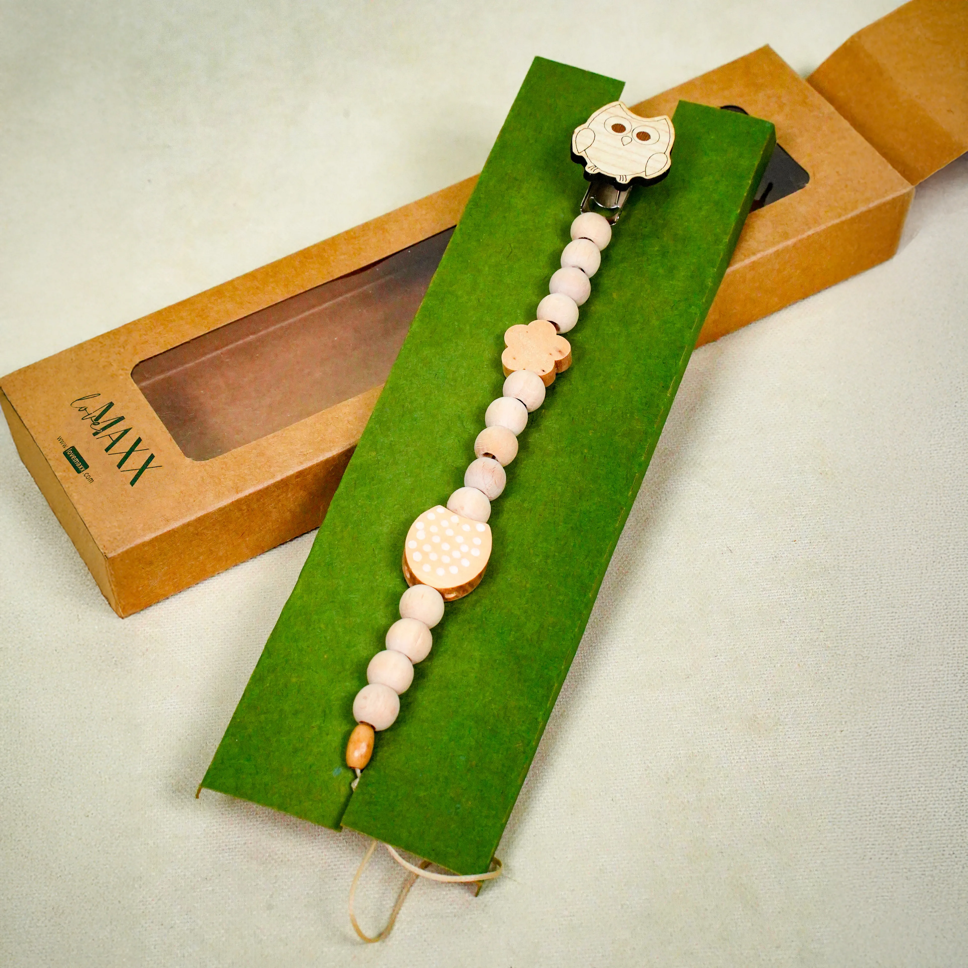 Lora Bliss Unisex Emzik Tutacağı – Ahşap Boncuklu  (1 Adet Karışık Model) - Baykuş