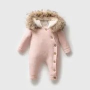 Nipperland Unisex Kürklü Tulum - Pembe