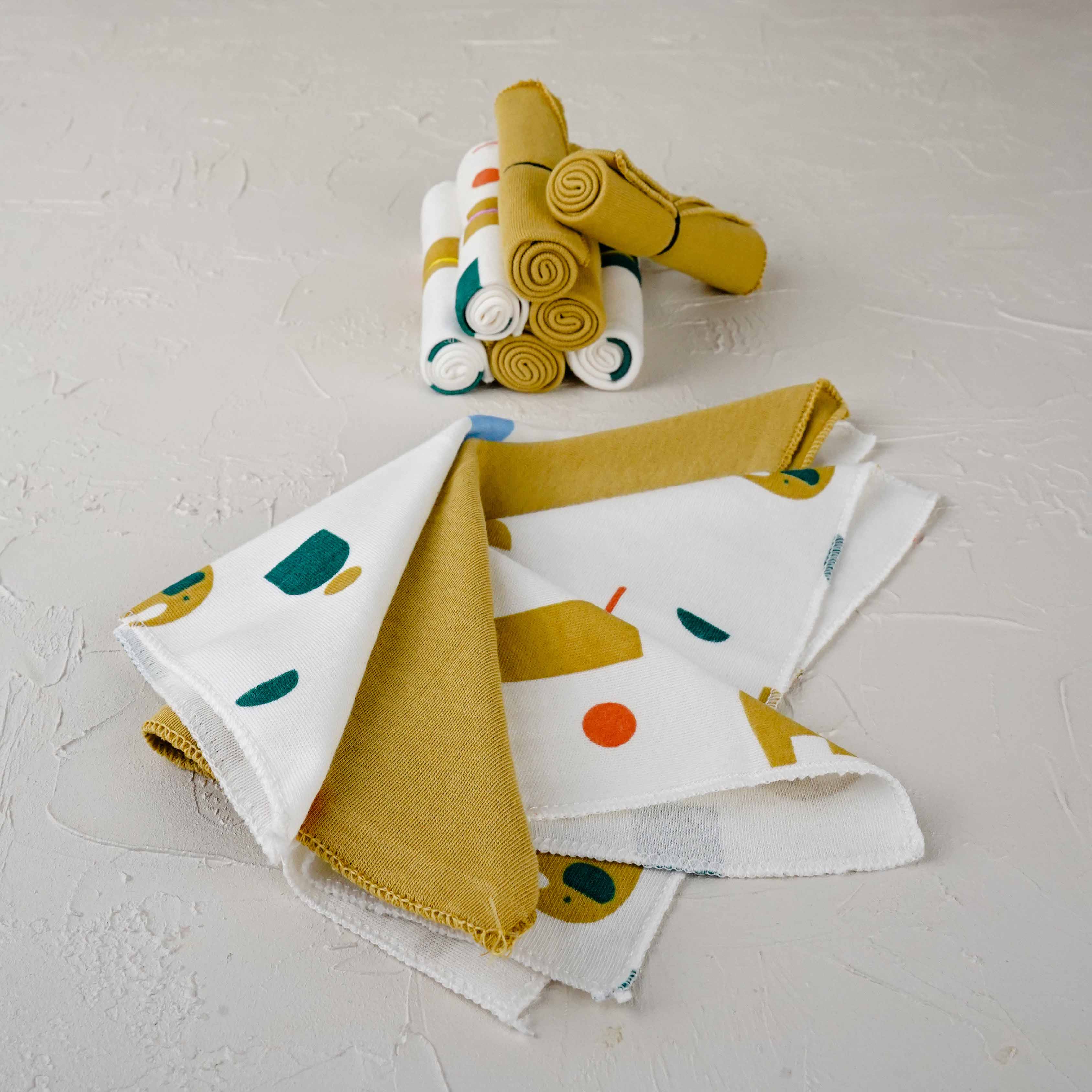 Lora Bliss Unisex 7'li Desenli Ağız Mendili Seti 23x23 cm - Sarı