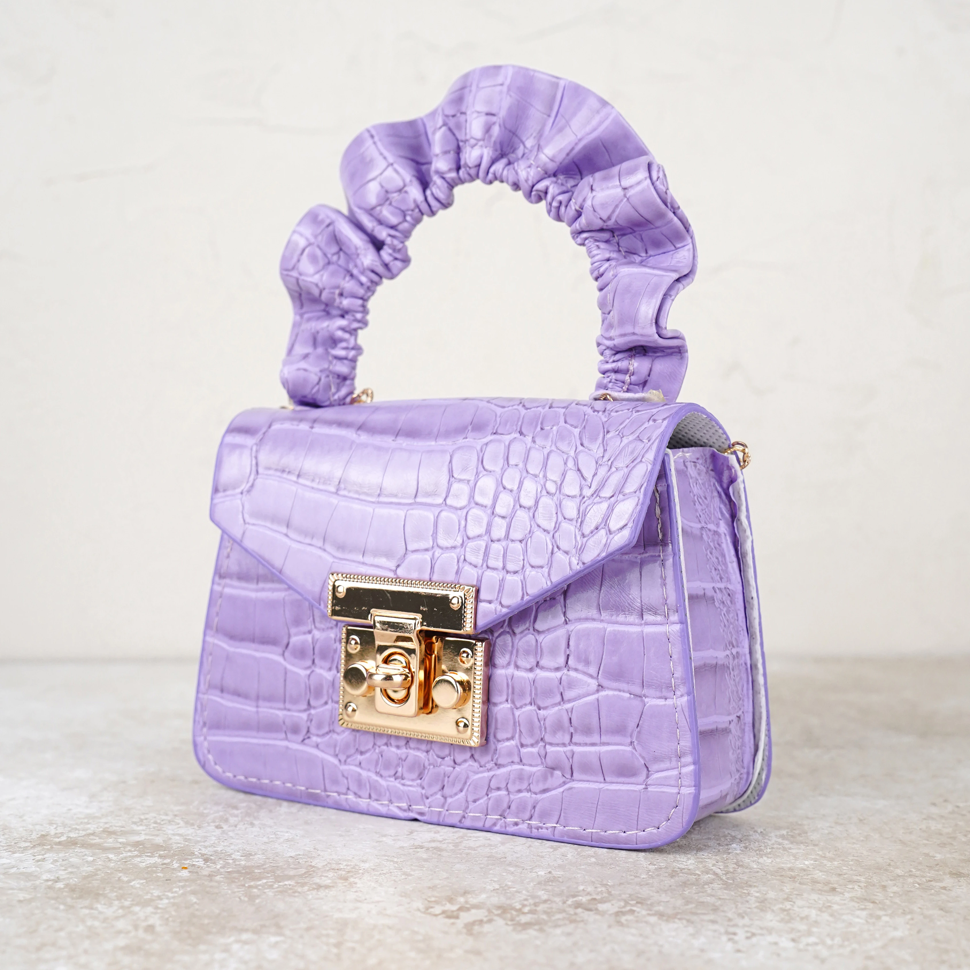 Lora Bliss Kız Çocuk Kroko Desenli Mini Omuz ve El Çantası - Lila