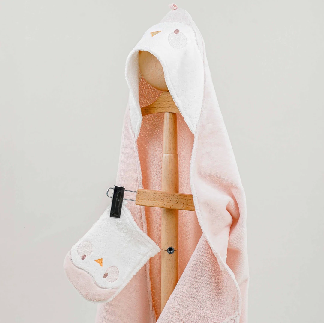 Lora Bliss Civcivli Bebek Bornoz & Kese Seti - Gül Kurusu