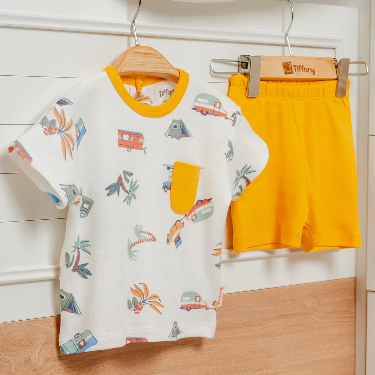 Lora Bliss Erkek Caravan Desenli 2’li Takım | Hardal Sarı - Hardal