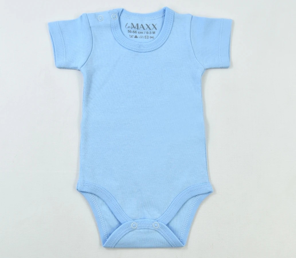 Lora Bliss Unisex Bebek İnterlok Kısa Kol Aylık Body - Mavi