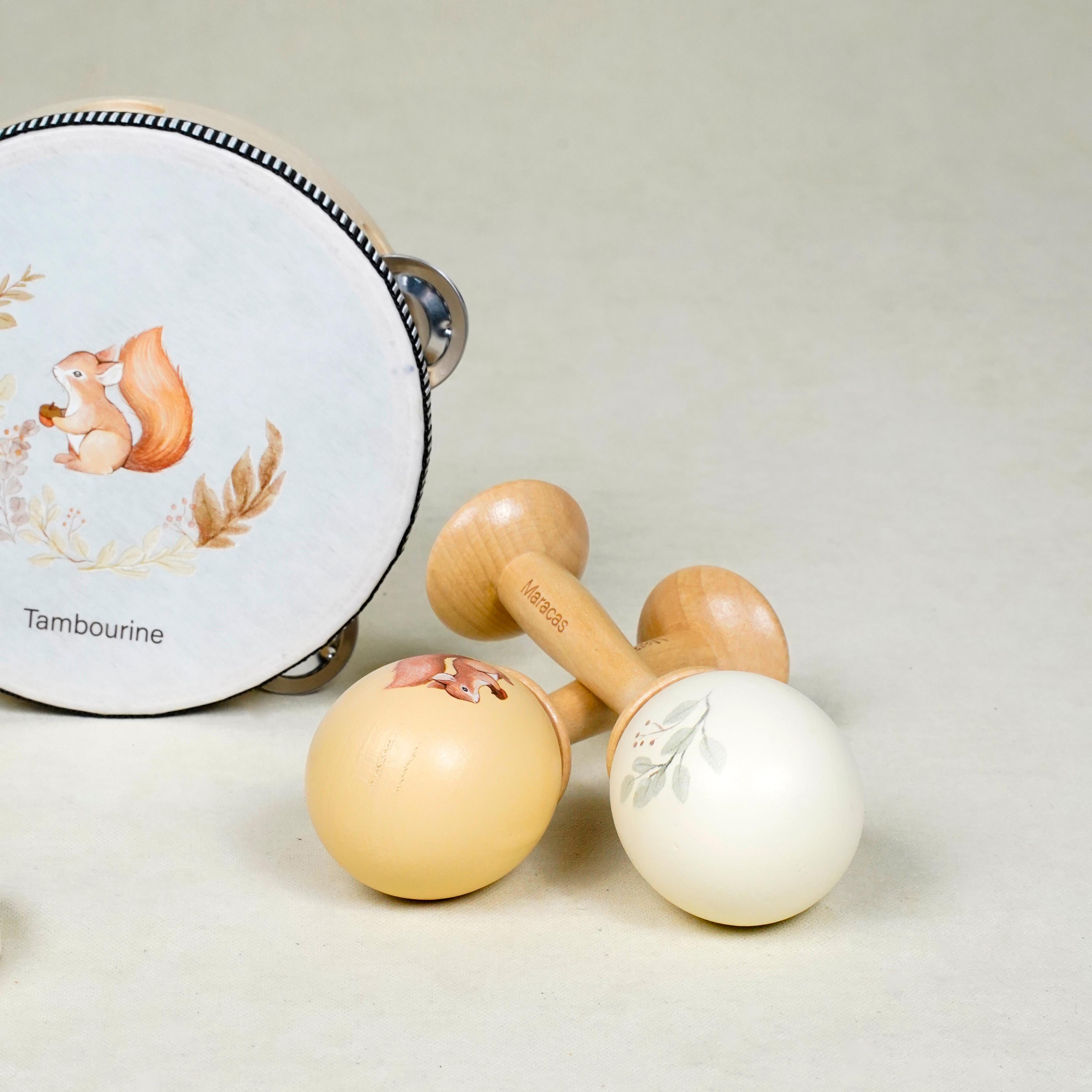 Lora Bliss Ahşap Montessori Müzik Aletleri Seti – 8 Parça Eğitici Doğal Oyuncak