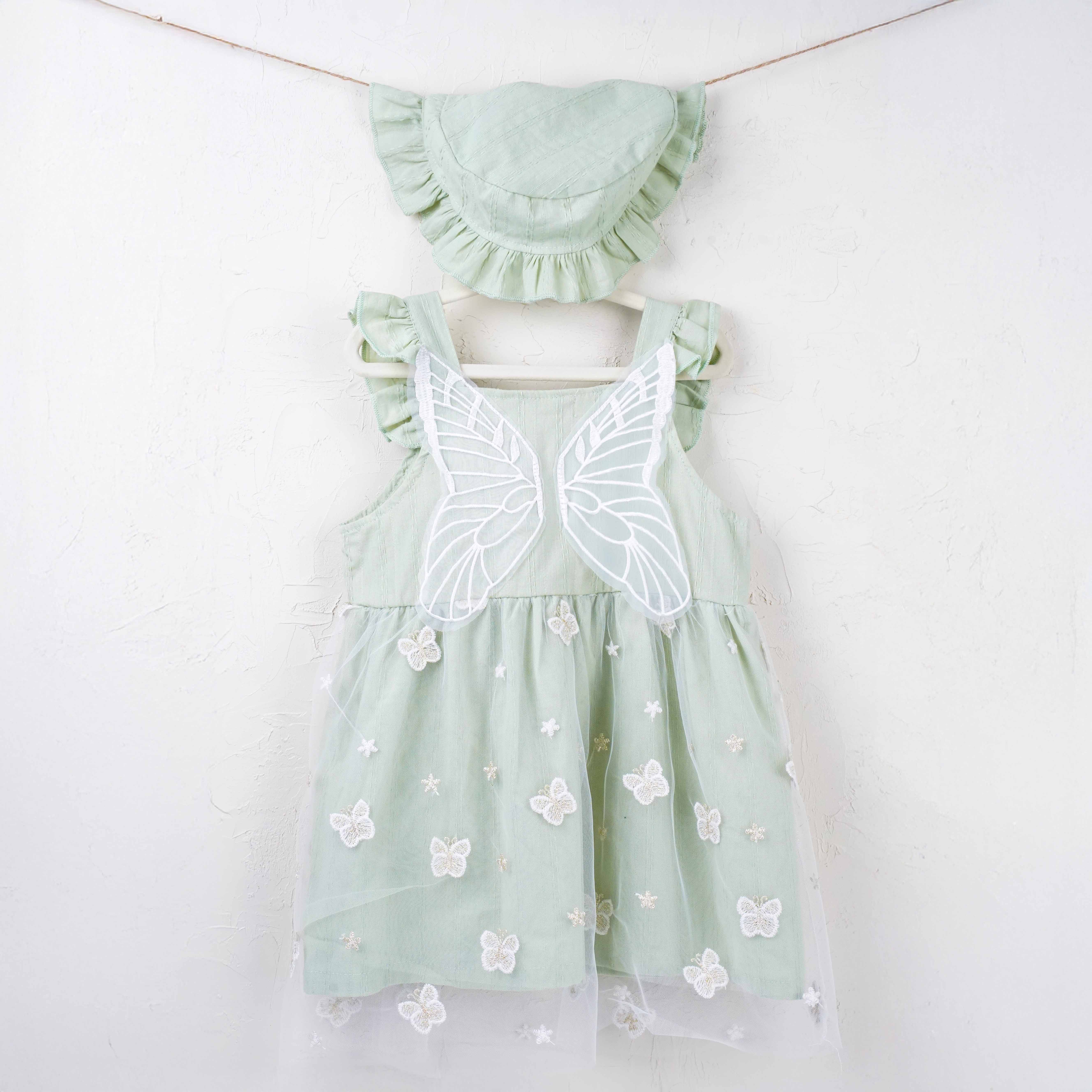 Lora Bliss Kız Bebek Su Yeşili Kurdele Detaylı Elbise