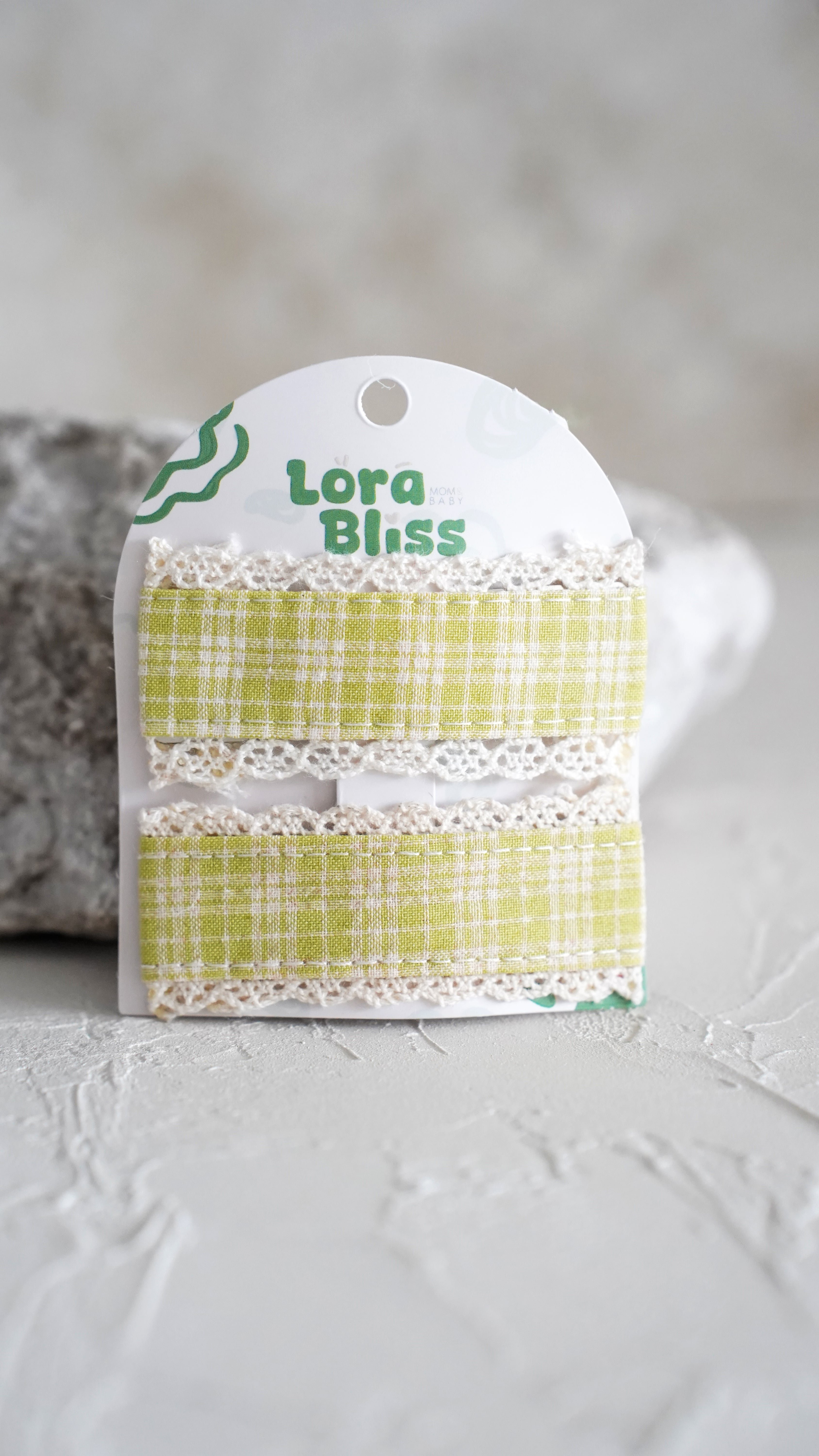 Lora Bliss Dantelli Ekose Desenli Çıtçıt Tekli Toka  - Yeşil
