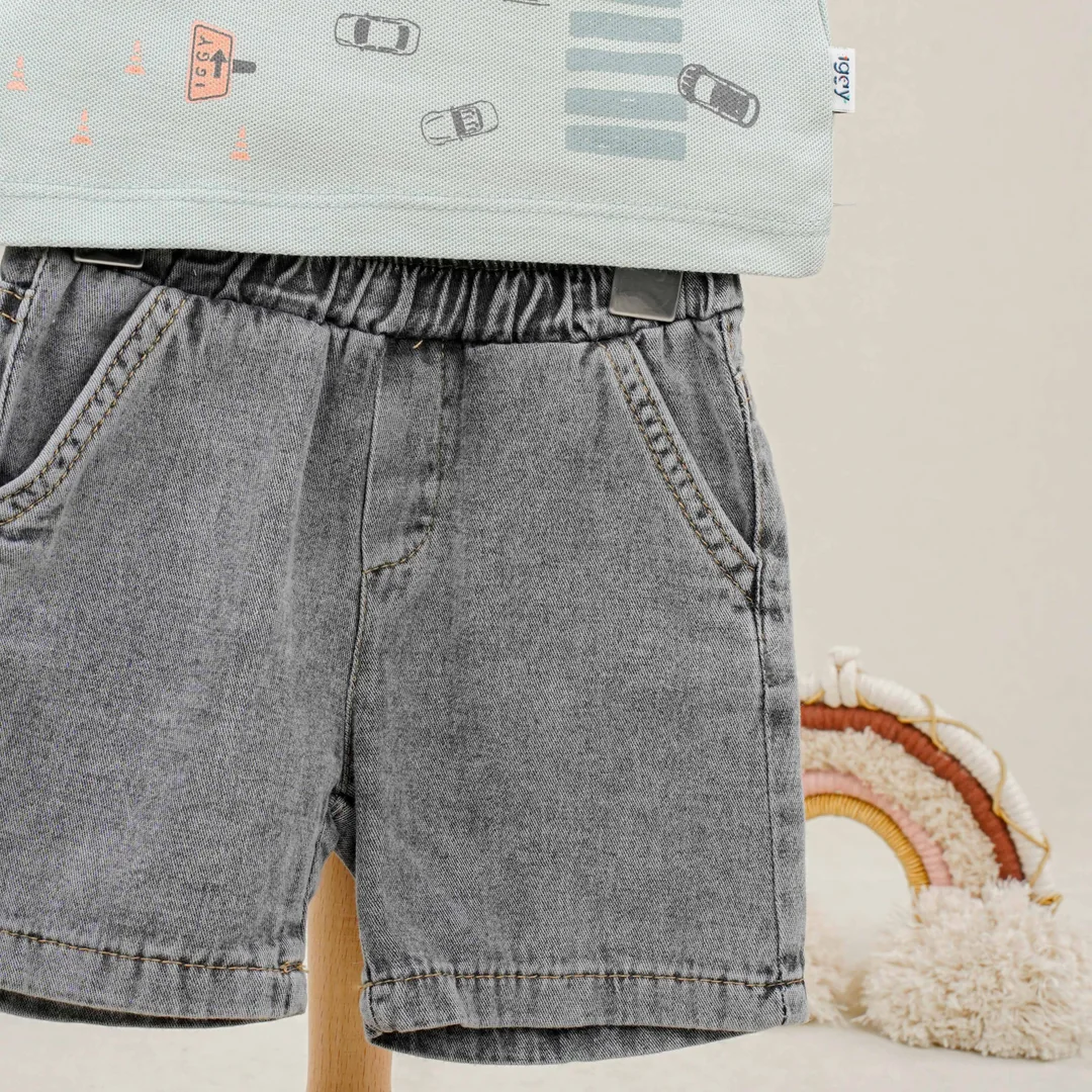 Lora Bliss Araba Desenli Şort Tişört Takımı - Mint Yeşili