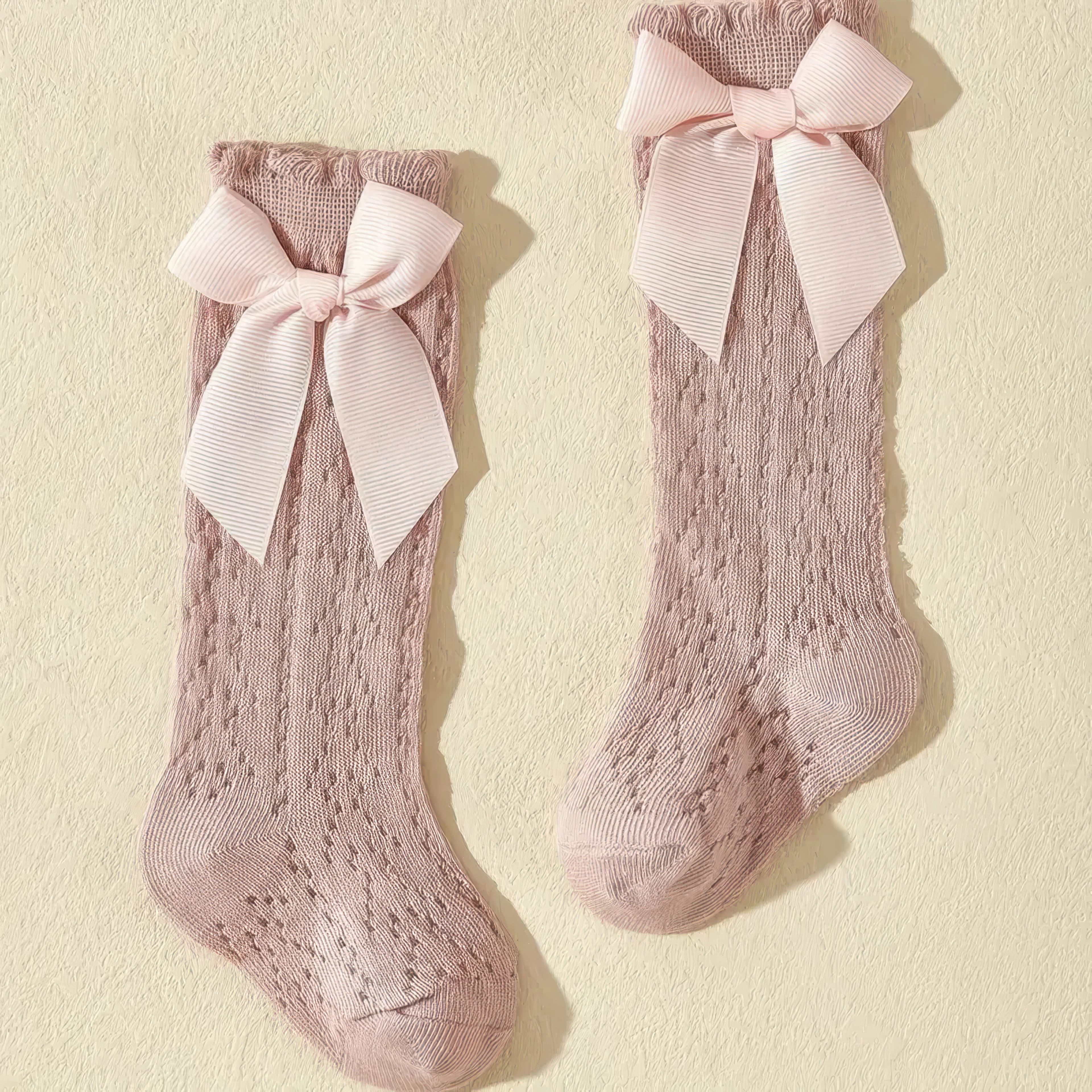 Lora Bliss Kız Bebek 5 Çift File Diz Üstü Fiyonk Detaylı Çorap Seti