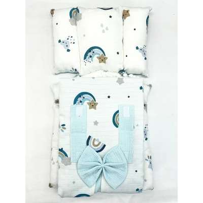 Lora Bliss Unisex 0-12 Ay Puset Takımı – Yumuşak Muslin Kumaş, Fiyonk Detaylı - Çok Renkli