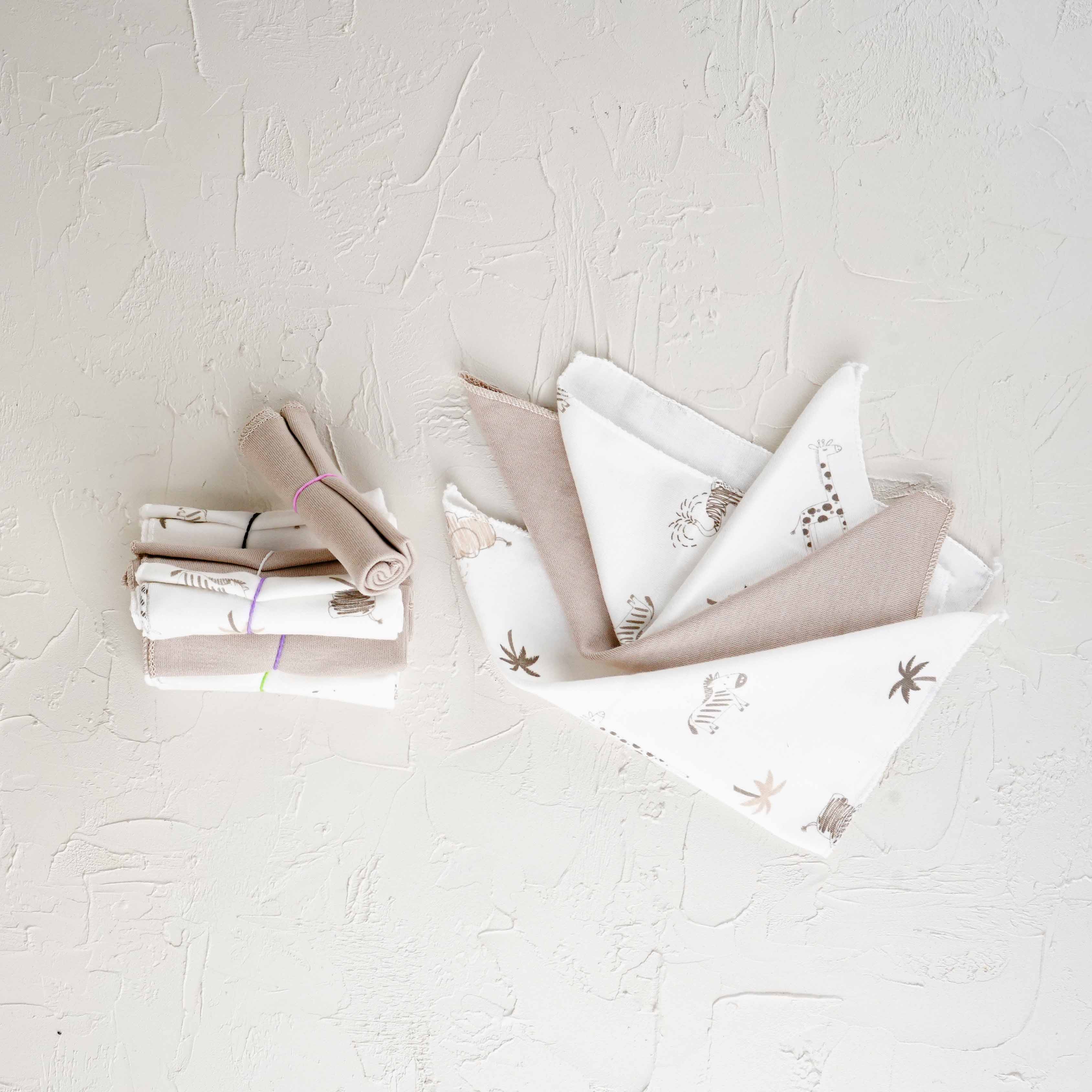 Lora Bliss Unisex 7'li Desenli Ağız Mendili Seti 23x23 cm - Taş