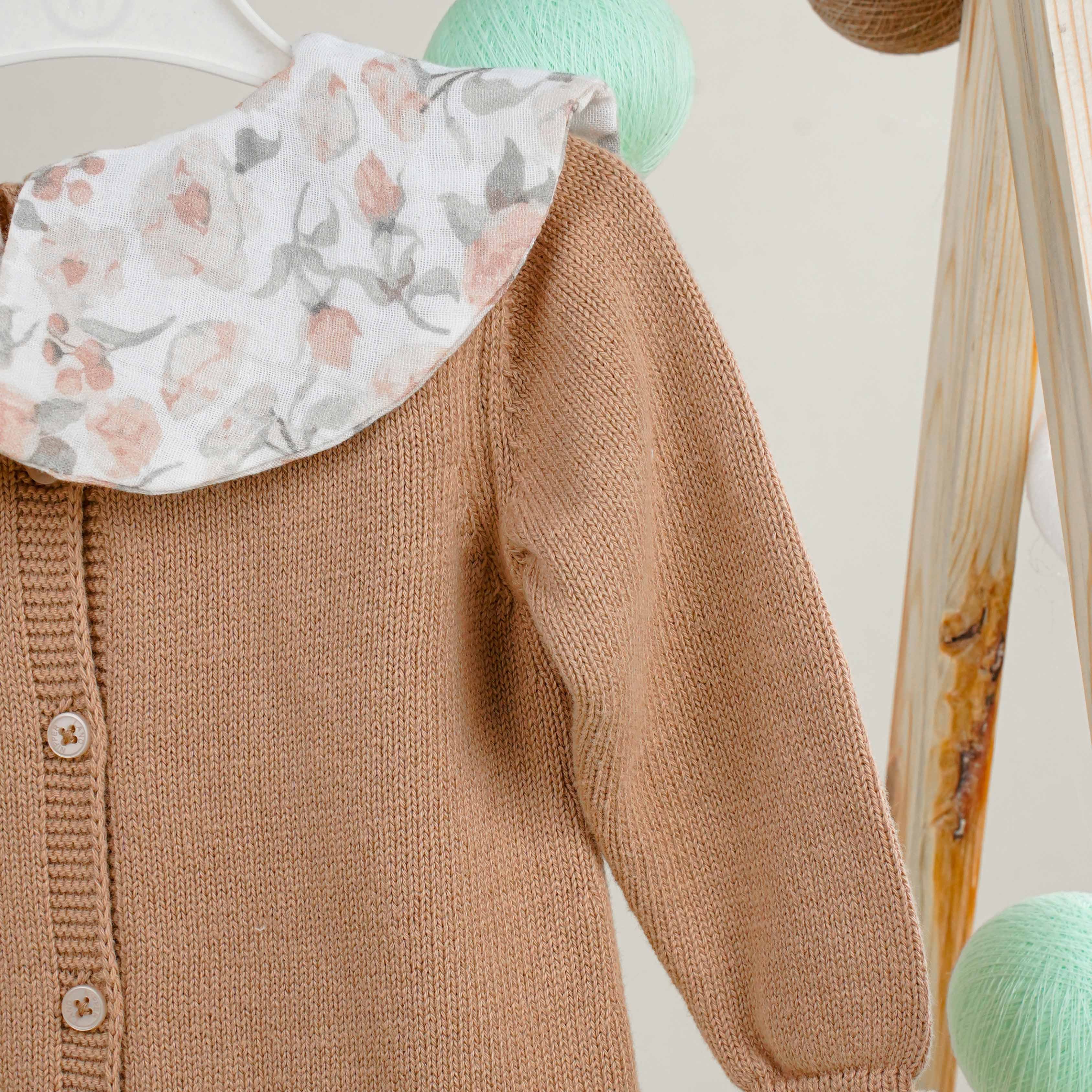Lora Bliss Kız Bebek Kahverengi Kuğulu Fırfırlı Tulum | 3-6-9-12 Ay %100 Pamuk