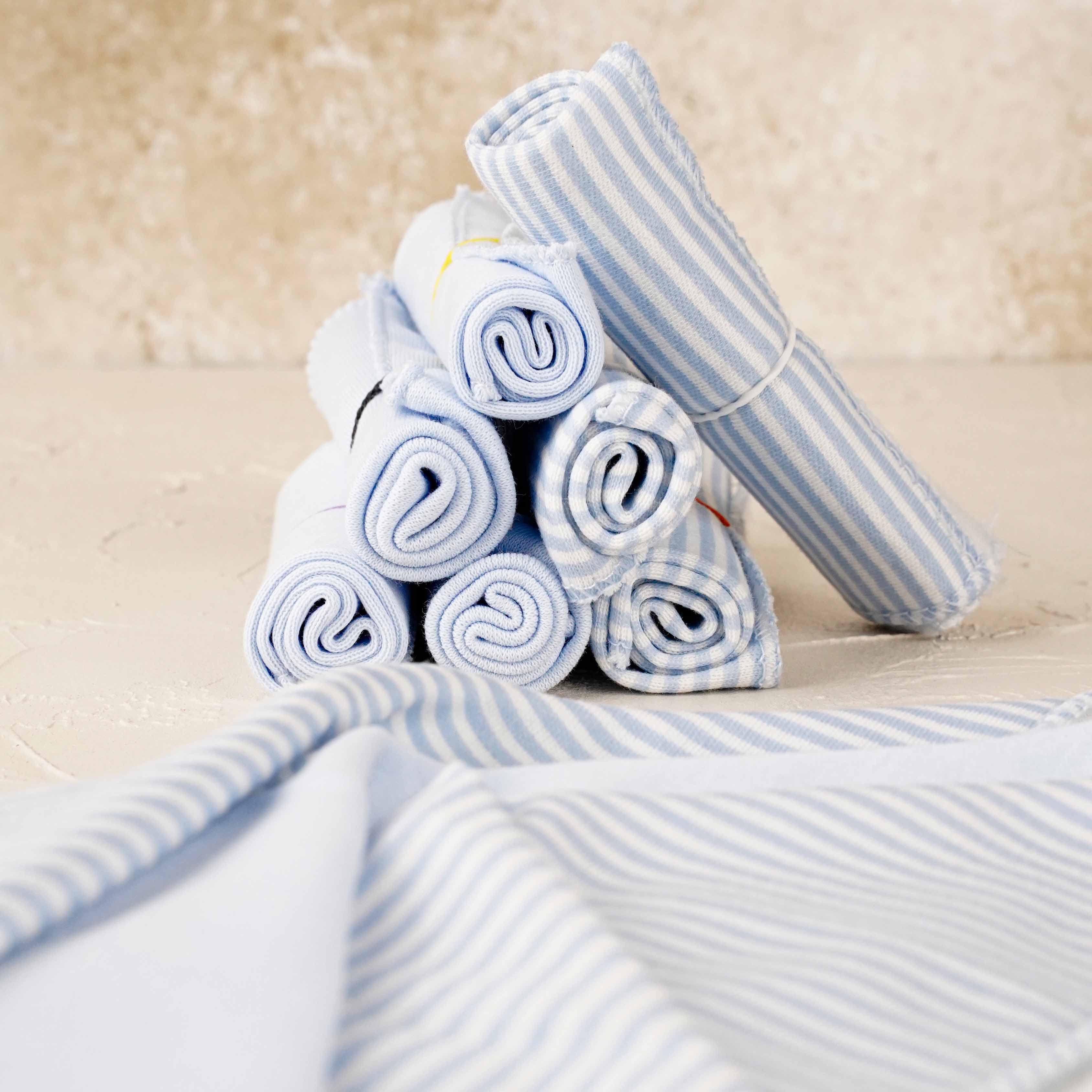 Lora Bliss Unisex 7'li Desenli Ağız Mendili Seti 23x23 cm - Mavi