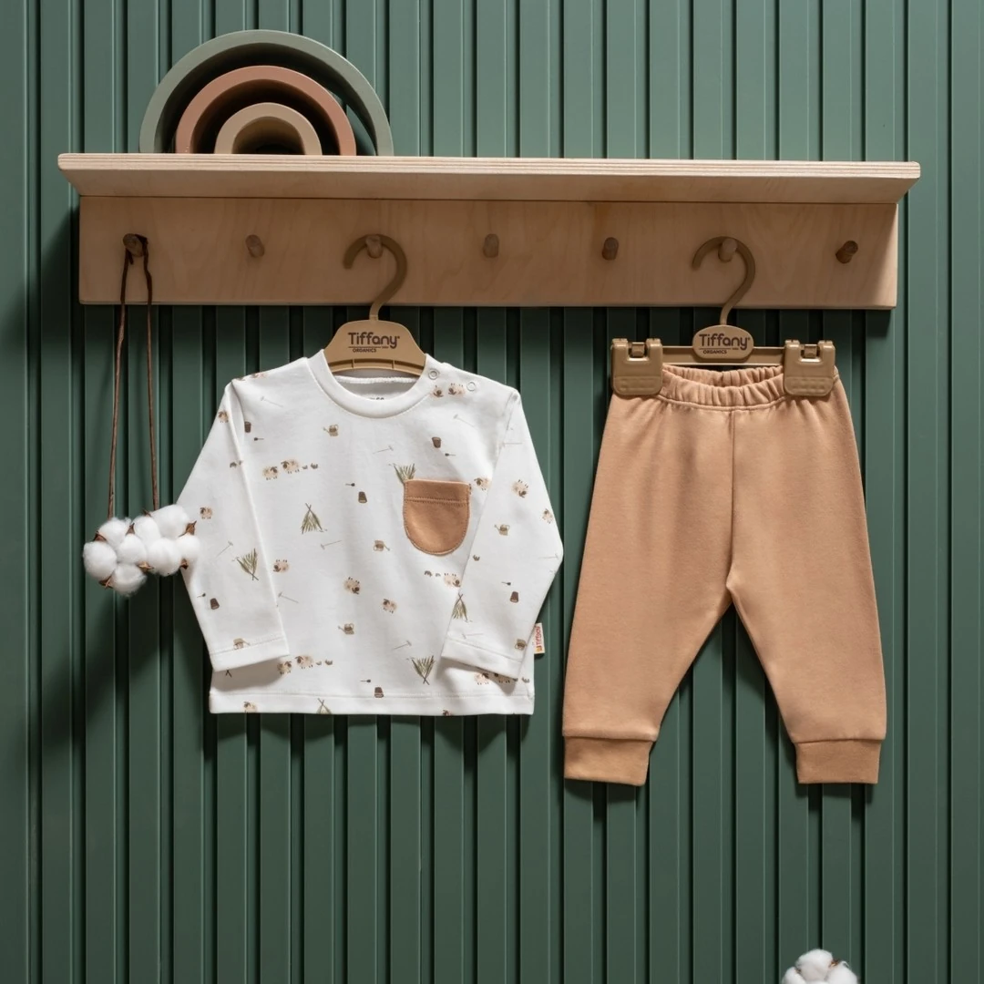 Lora Bliss Unisex Happy Lambs 2’li Takım | Günlük Konfor ve Şirin Tasarım - Kahverengi