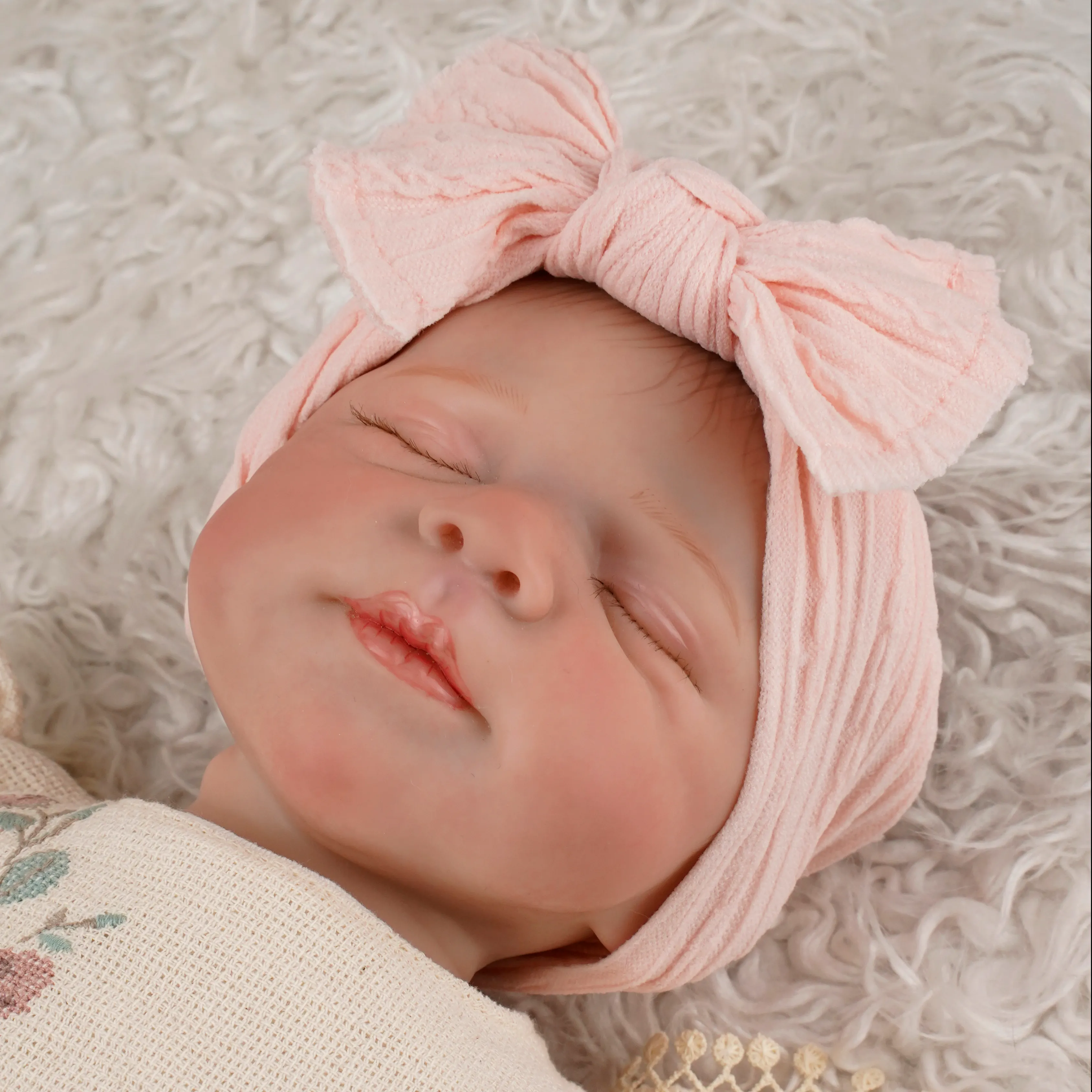 Lora Bliss Fiyonk Figürlü Penye Saç Bandı - Pudra