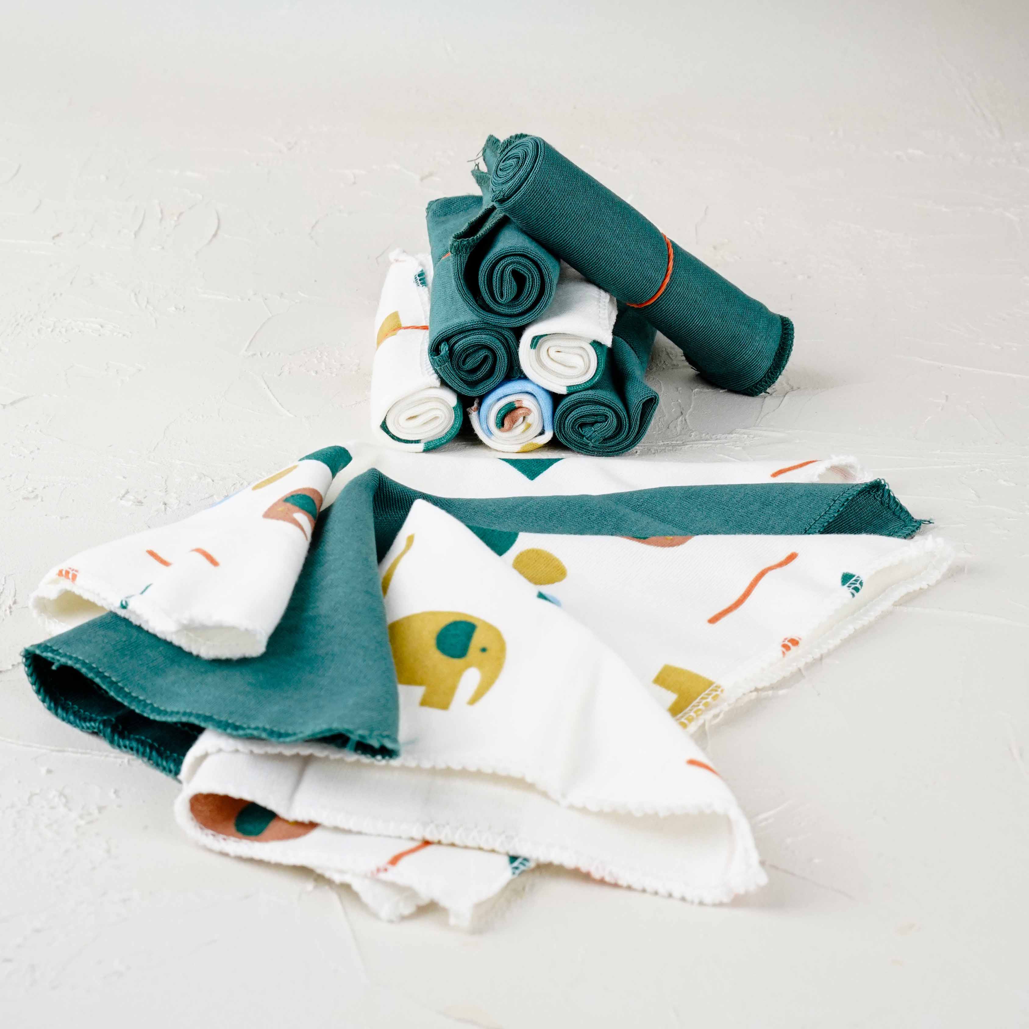 Lora Bliss Unisex 7'li Desenli Ağız Mendili Seti 23x23 cm - Yeşil