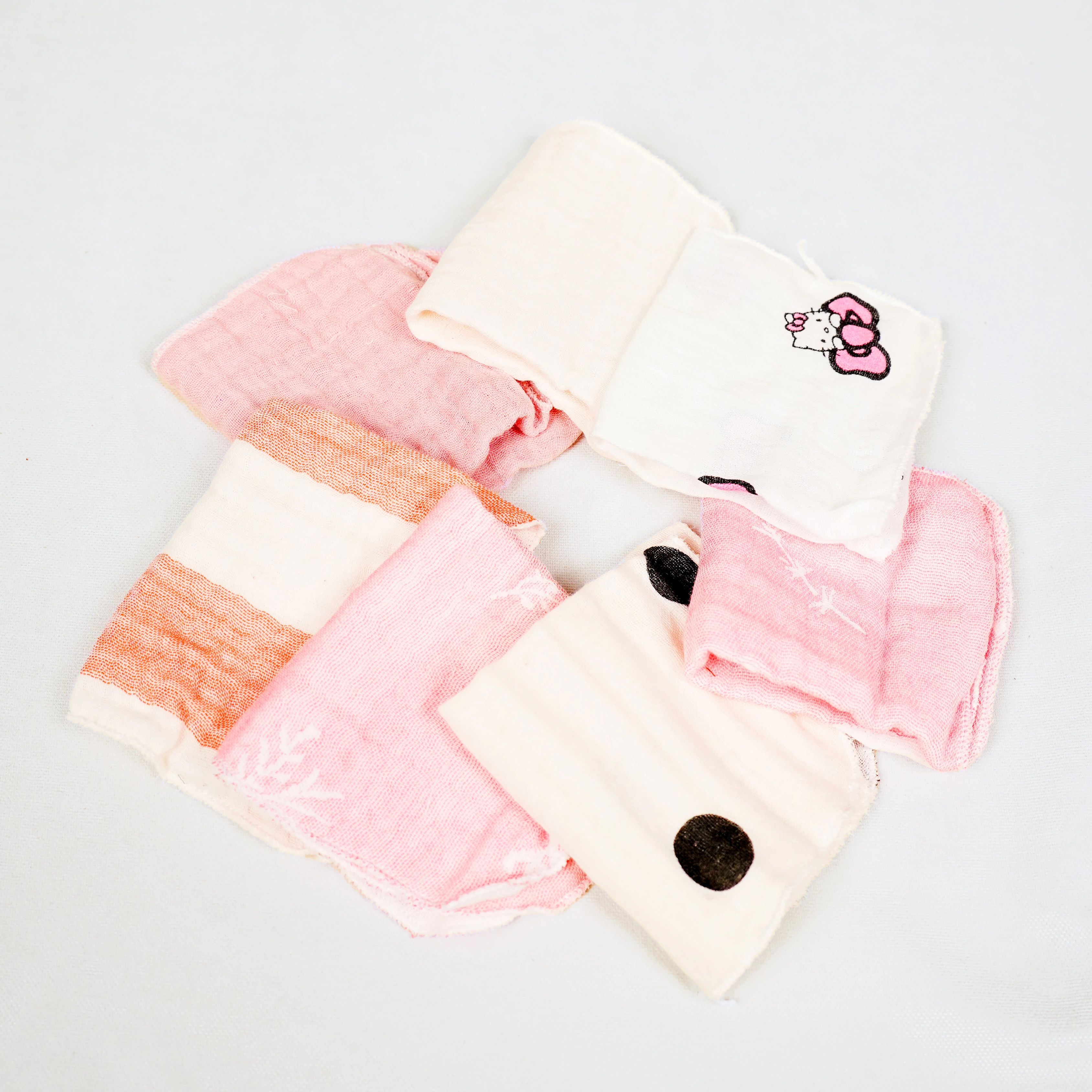 Lora Bliss Unisex Asorti Müslin 7’li Ağız Mendili - Pudra Pembe