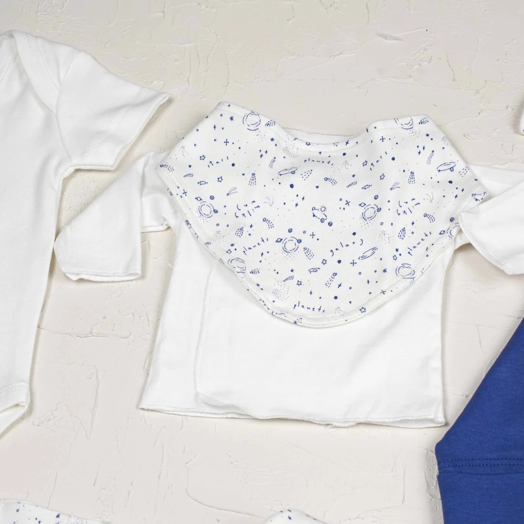 Lora Bliss Erkek Bebek Planet Desenli 10’lu Hastane Çıkış Seti - Lacivert