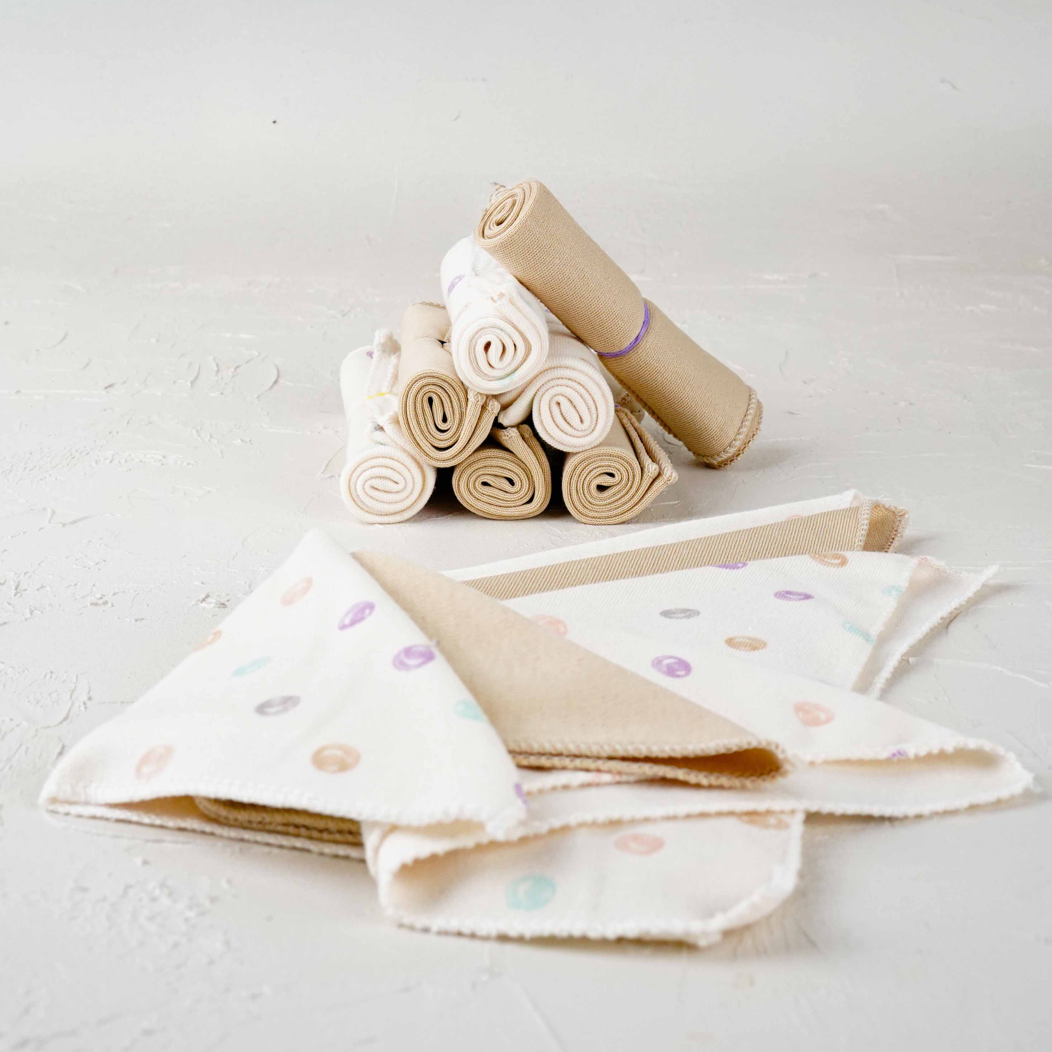 Lora Bliss Unisex 7'li Desenli Ağız Mendili Seti 23x23 cm - Bej