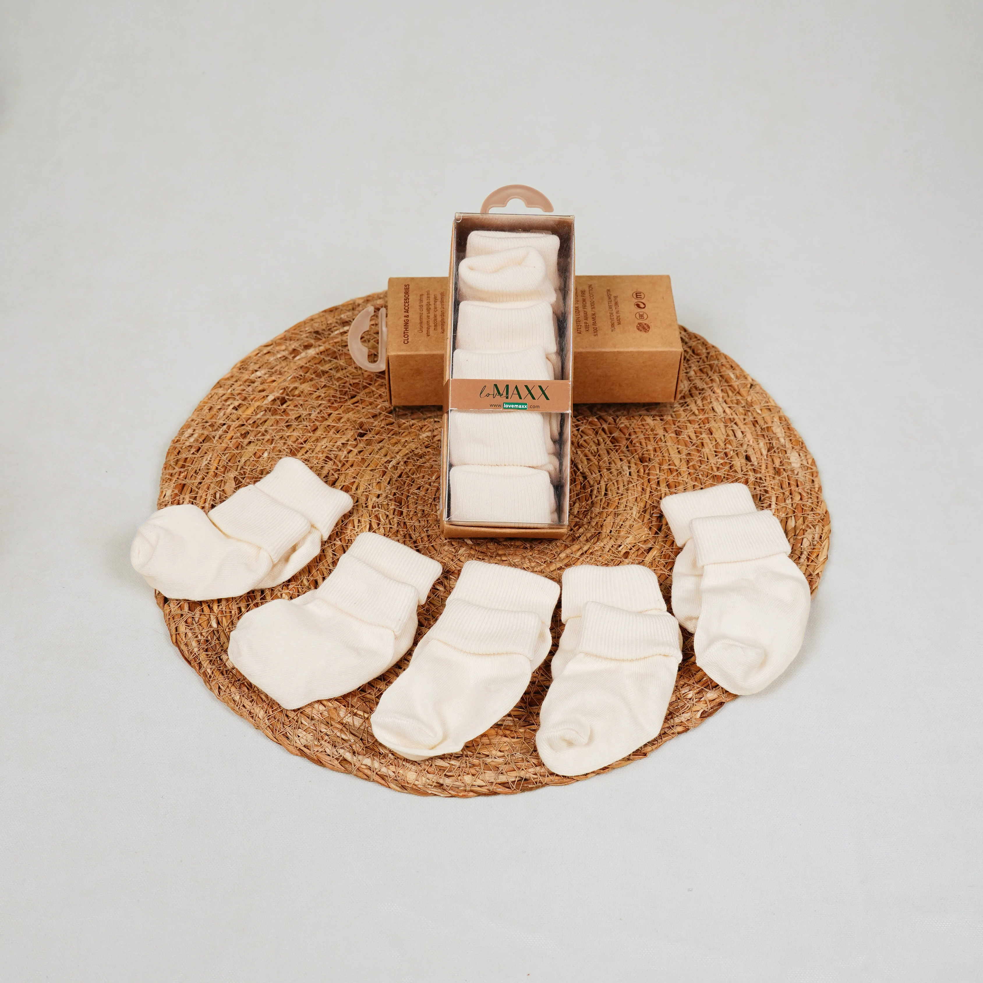 Lora Bliss Unisex 5’li Bebek Çorap Seti - Ekru