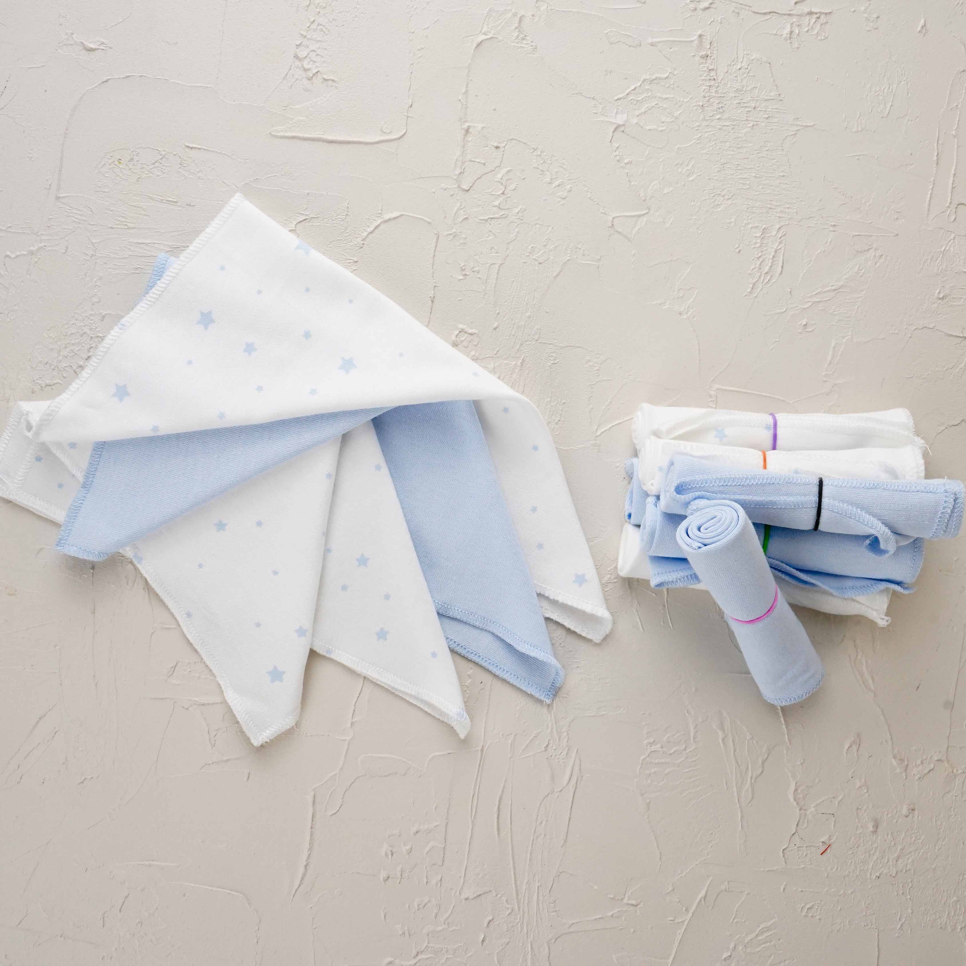 Lora Bliss Unisex 7'li Desenli Ağız Mendili Seti 23x23 cm - Buz mavisi Çizgili