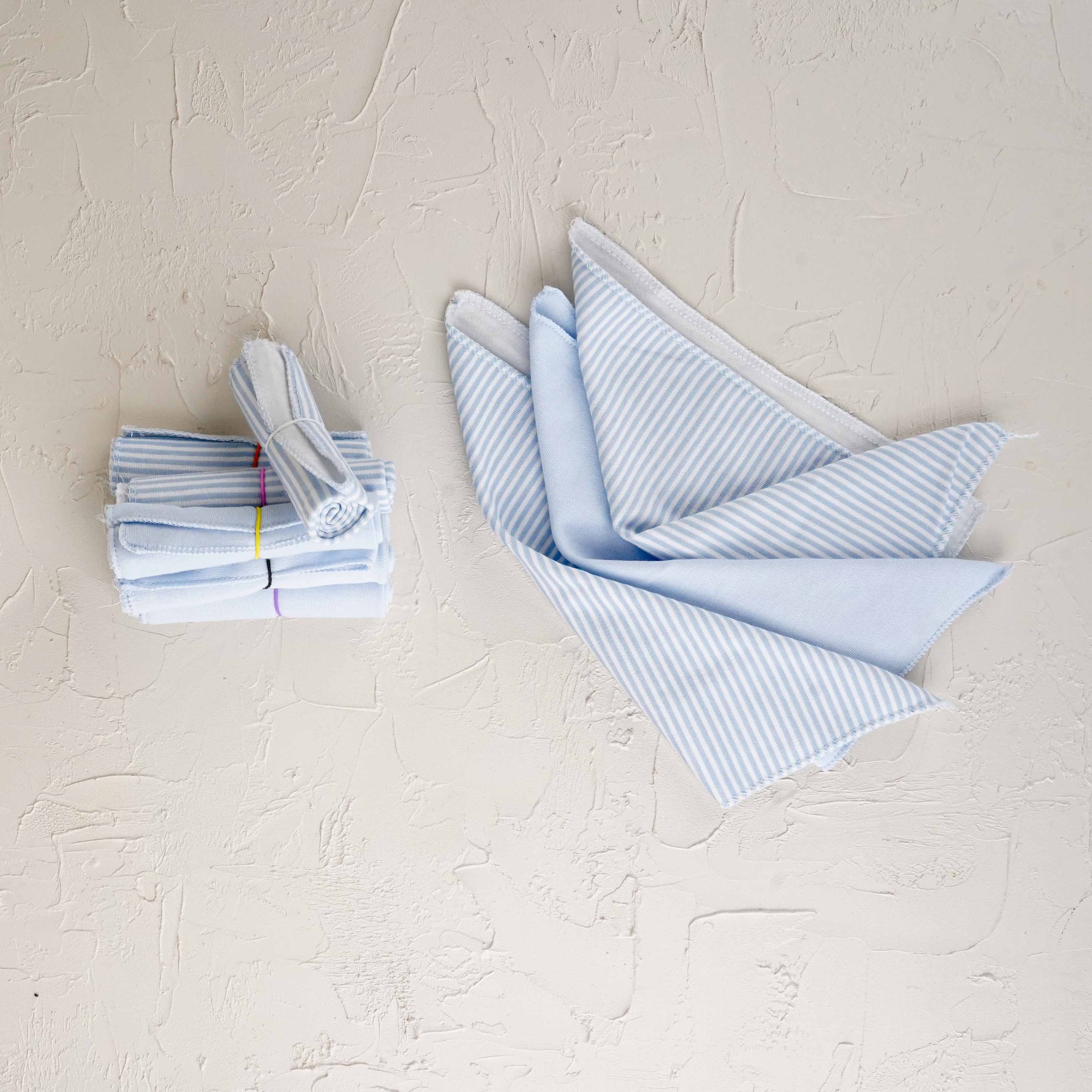 Lora Bliss Unisex 7'li Desenli Ağız Mendili Seti 23x23 cm - Mavi