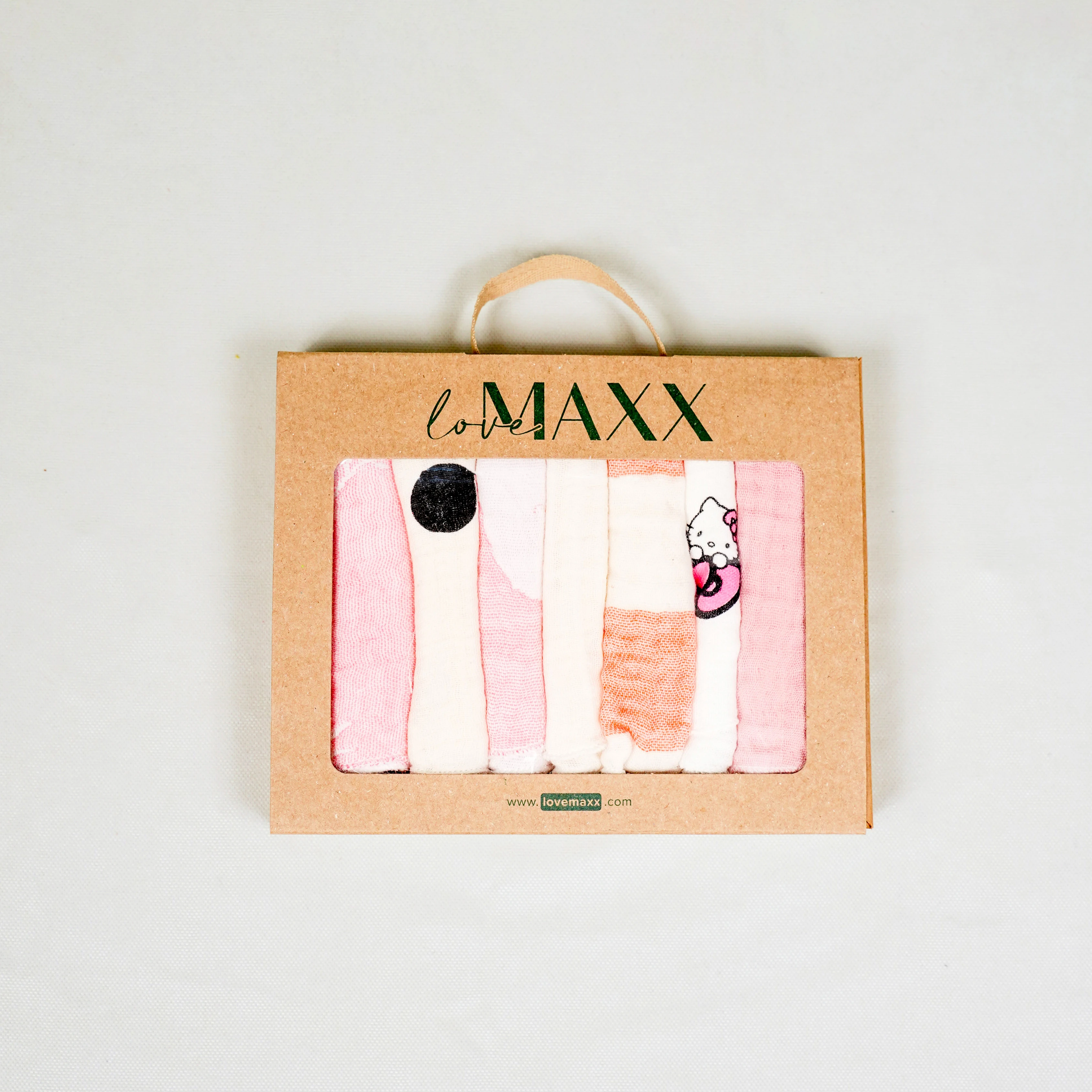 Lora Bliss Unisex Asorti Müslin 7’li Ağız Mendili - Pudra Pembe