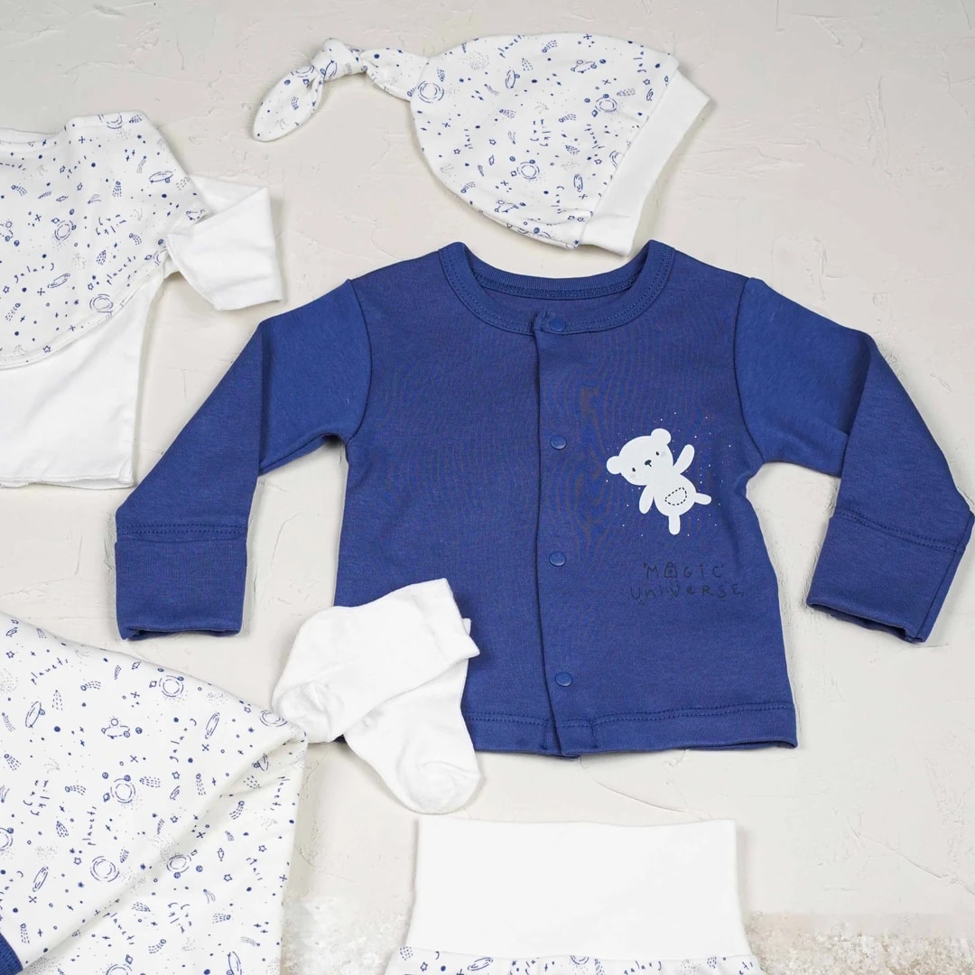 Lora Bliss Erkek Bebek Planet Desenli 10’lu Hastane Çıkış Seti - Lacivert