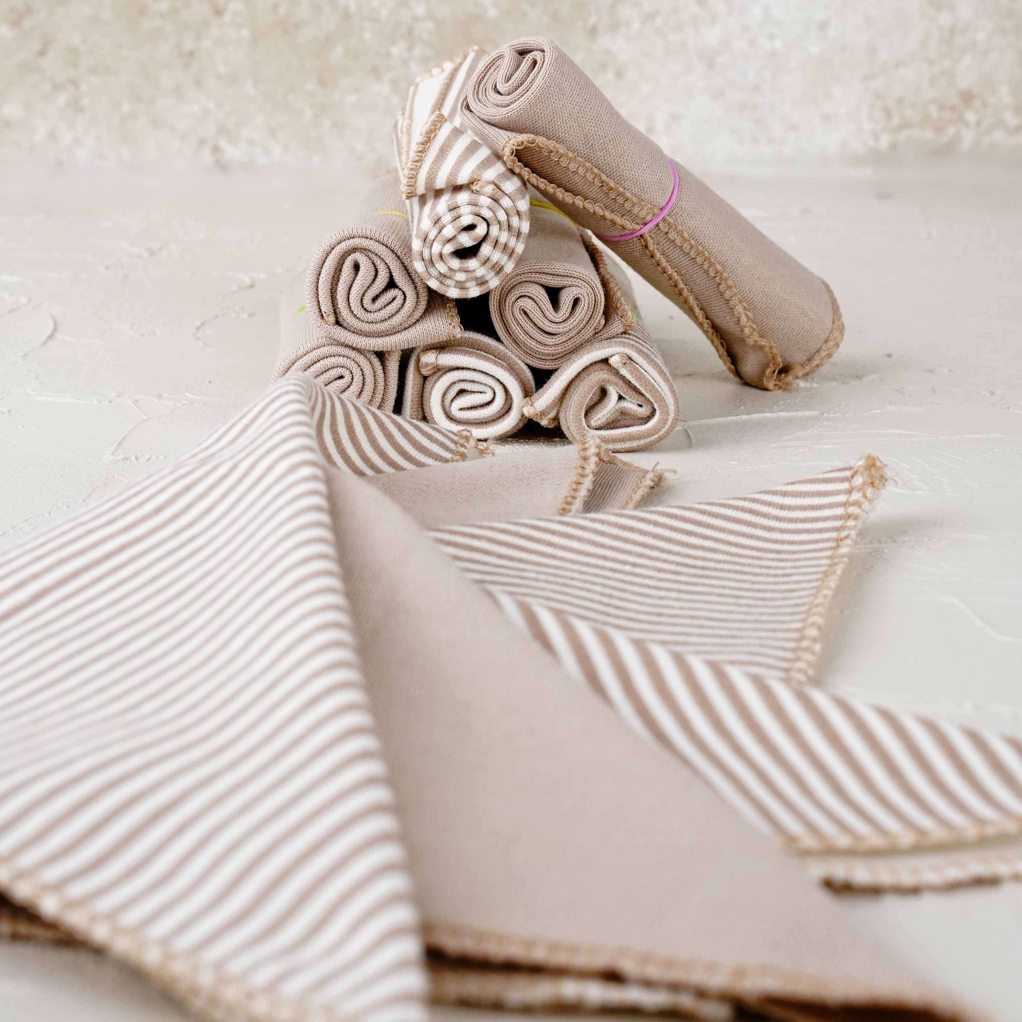 Lora Bliss Unisex 7'li Desenli Ağız Mendili Seti 23x23 cm - Kahverengi