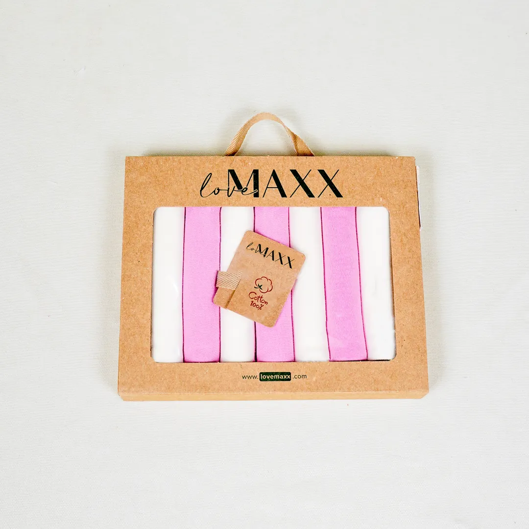 Lora Bliss Unisex Penye Ağız Mendili – 7'li Set | 22x23 cm - Pembe