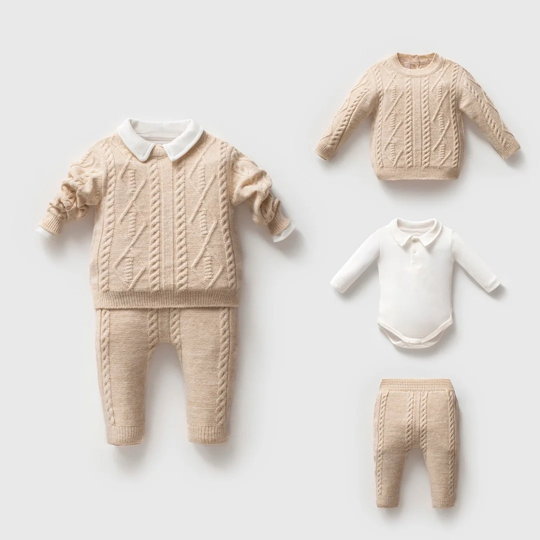 Nipperland Erkek Baklava Desenli Takım - Bej