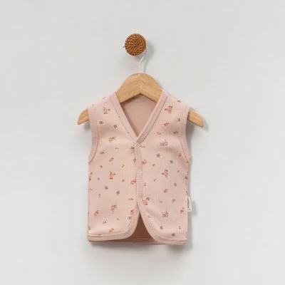 Lora Bliss Kız Bebek Pudra Gül Desenli Yelek - Pudra