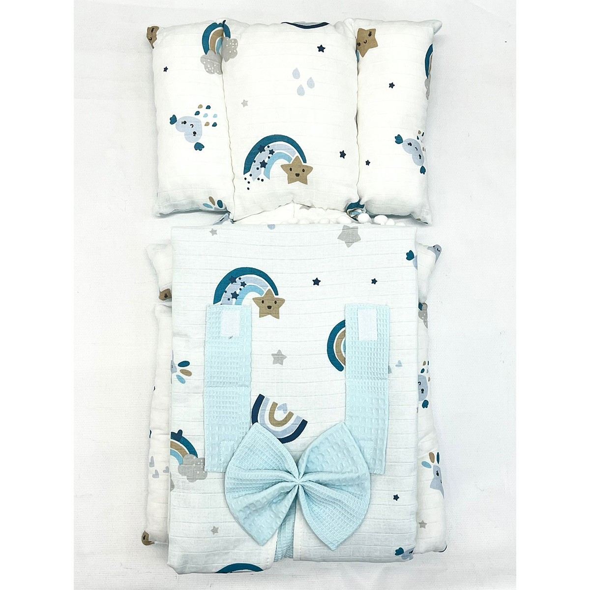 Lora Bliss Unisex 0-12 Ay Puset Takımı – Yumuşak Muslin Kumaş, Fiyonk Detaylı