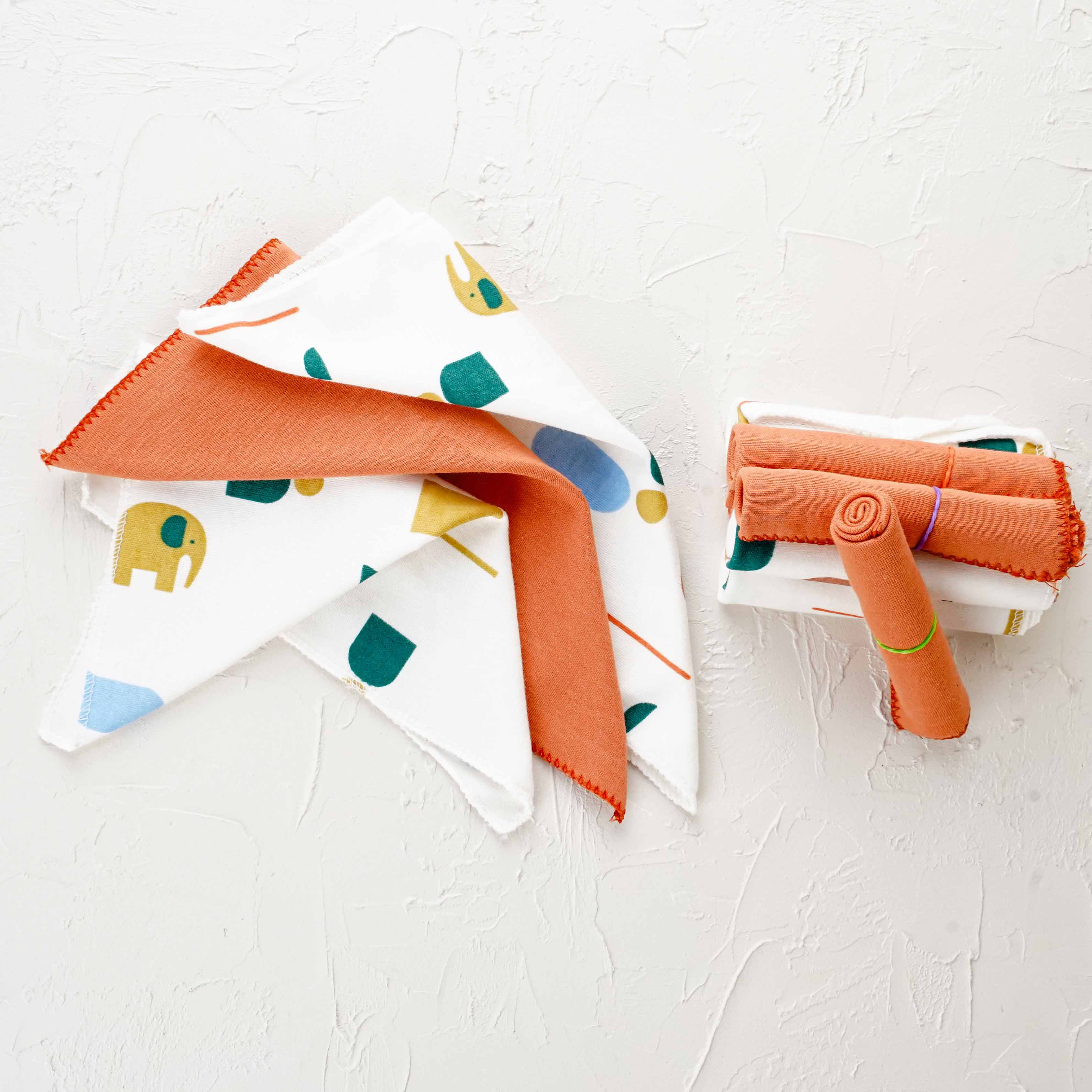 Lora Bliss Unisex 7'li Desenli Ağız Mendili Seti 23x23 cm - Turuncu