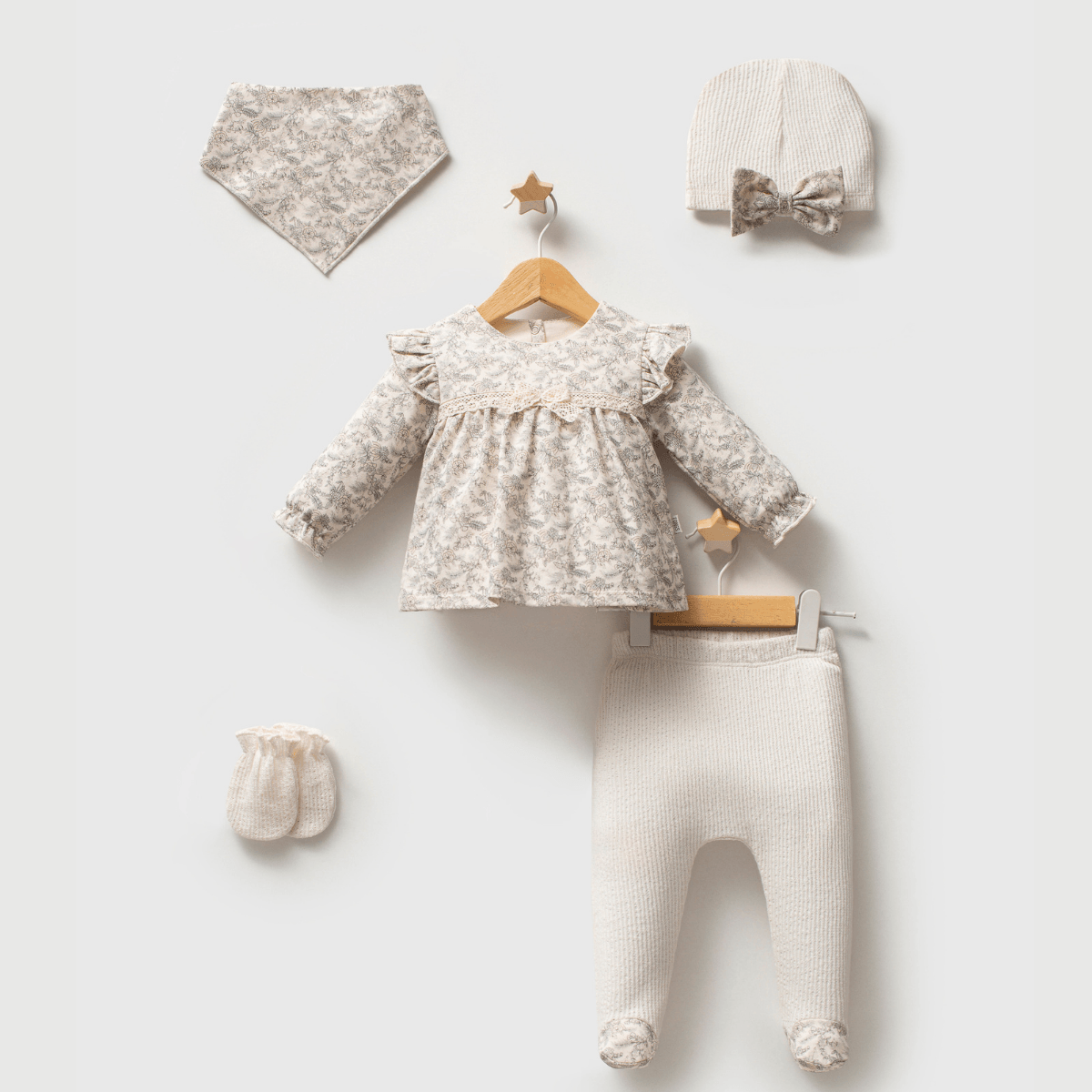 Lora Bliss  Kız 0-3 Ay Little Honey 5’li Set – Ekru