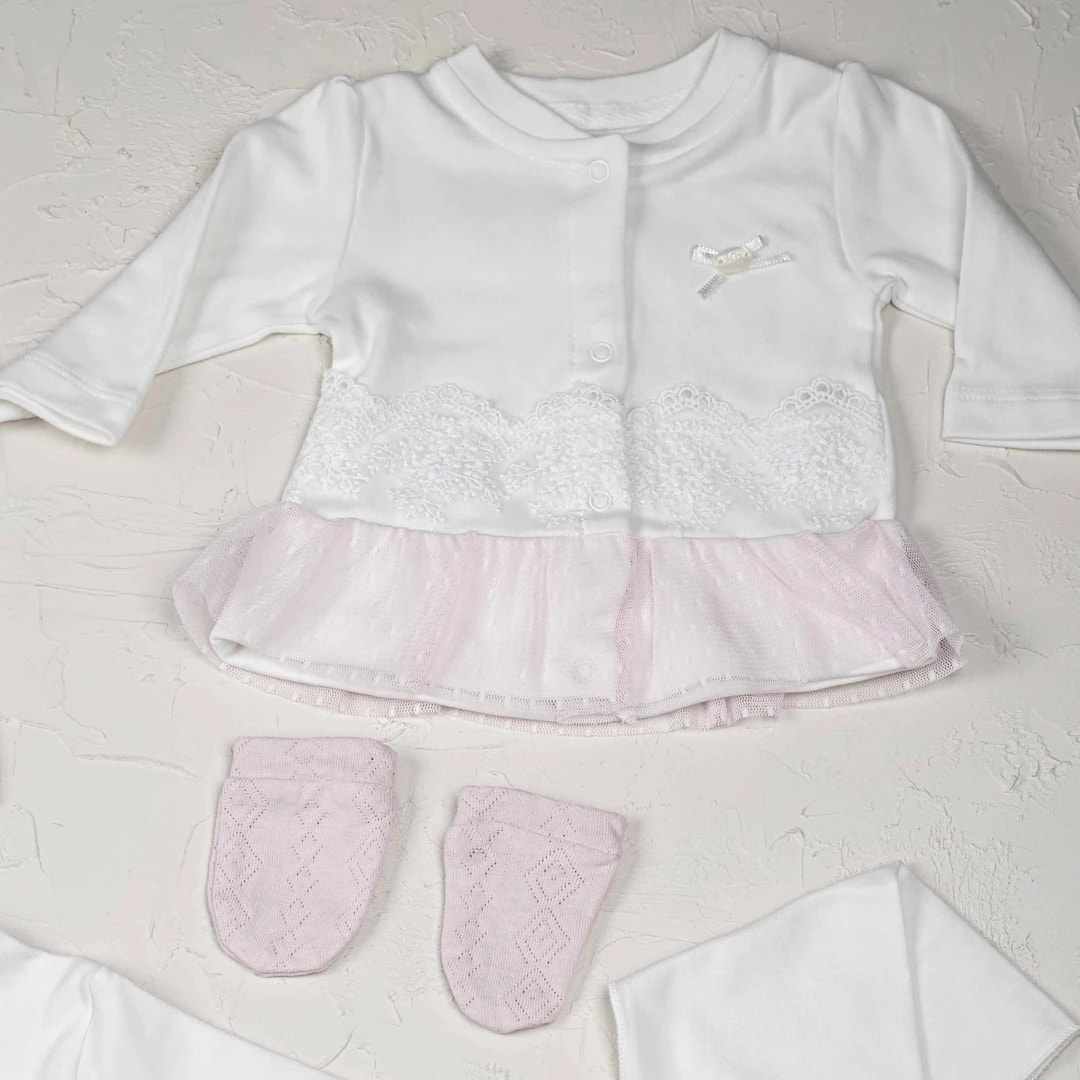 Lora Bliss Kız Bebek Tüllü Jakarlı 10’lu Hastane Çıkışı Zıbın Seti