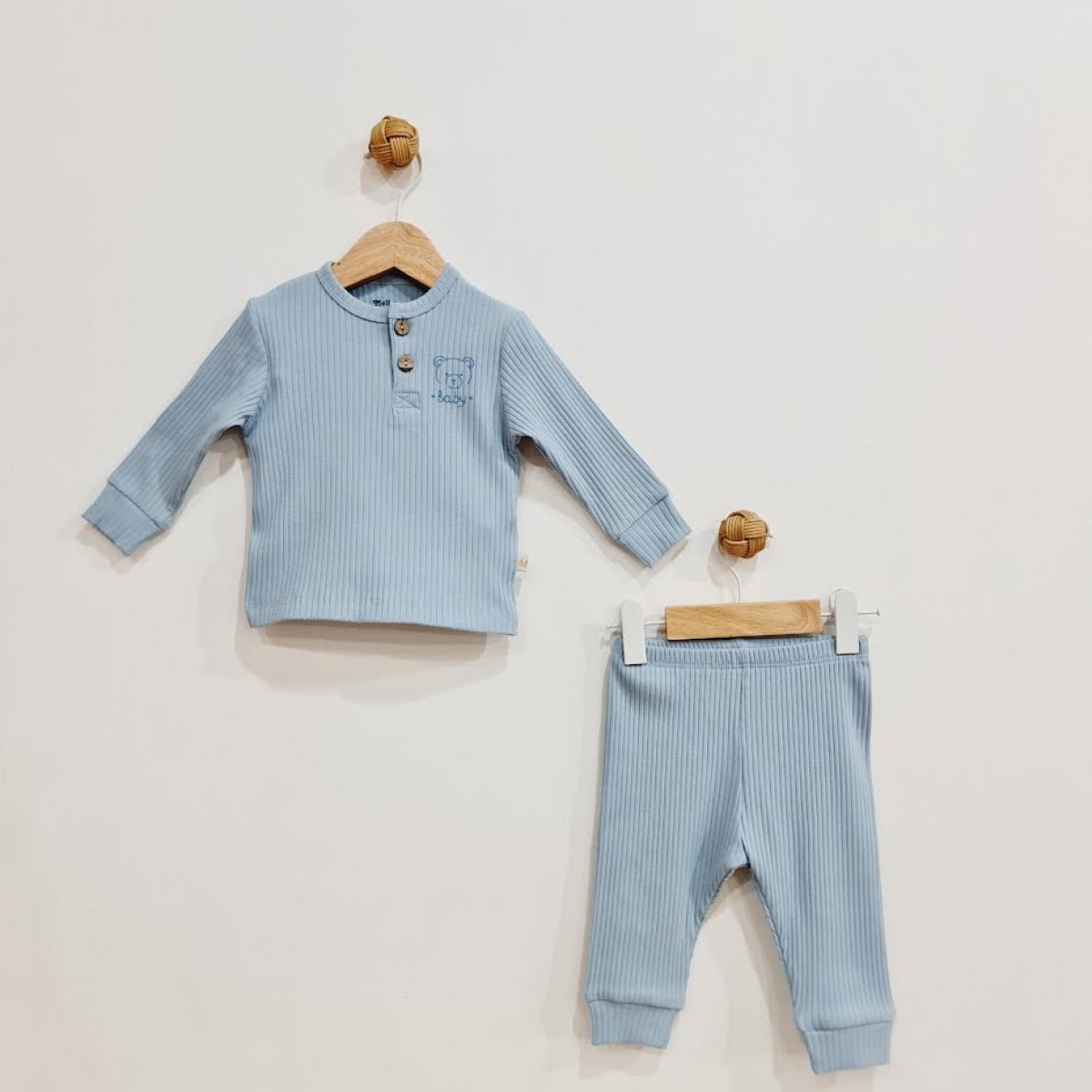 Lora Bliss Unisex Bear 2’li Takım - Mavi