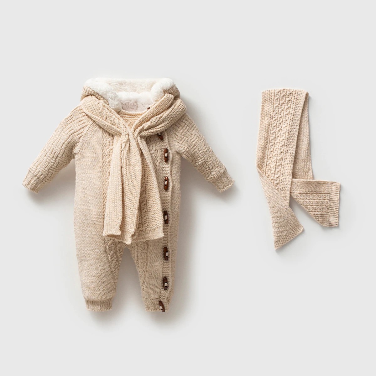 Nipperland Unisex Atkılı Düğmeli Tulum - Bej