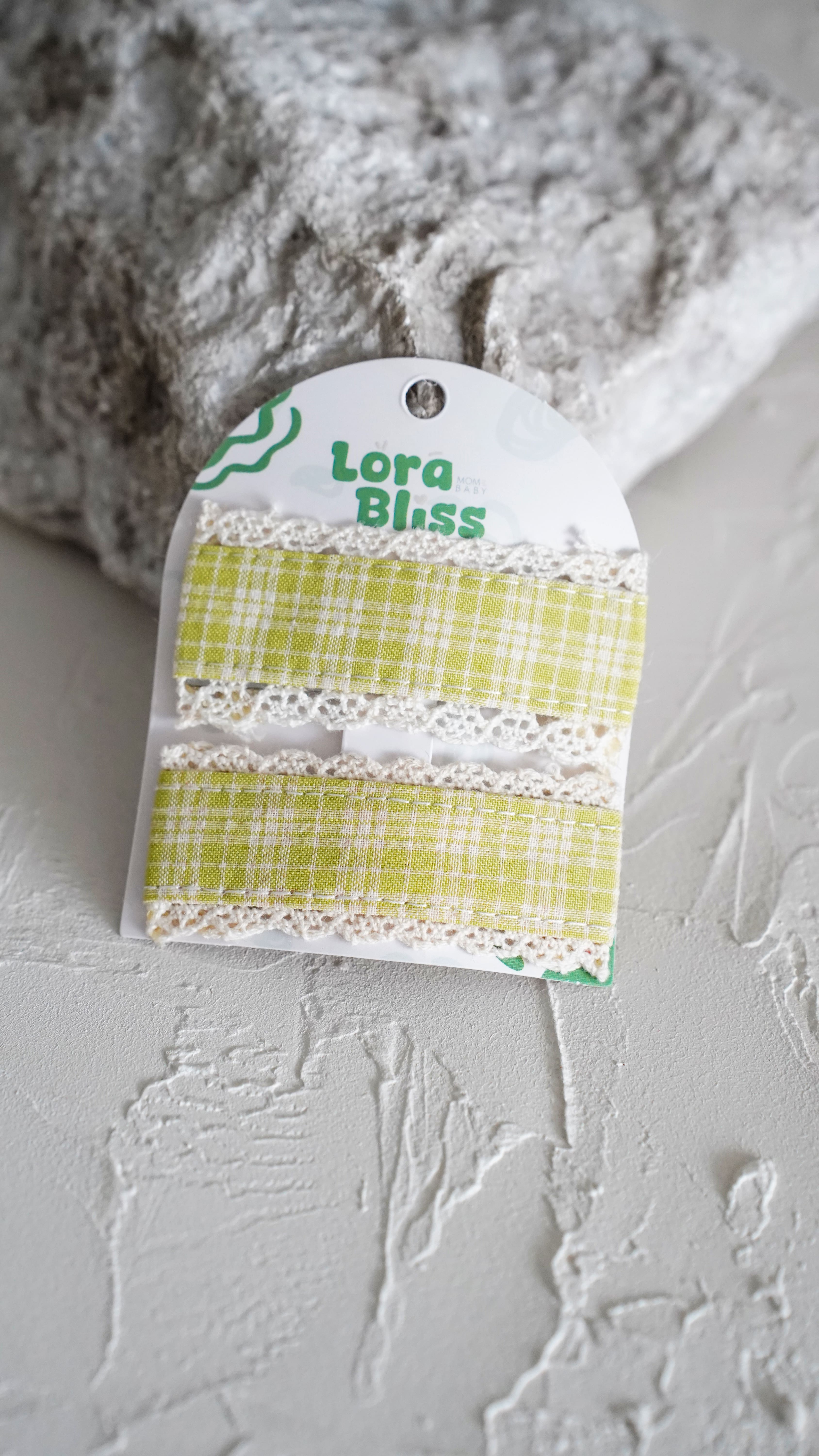 Lora Bliss Dantelli Ekose Desenli Çıtçıt İkili Toka - Petrol Yeşili Desenli