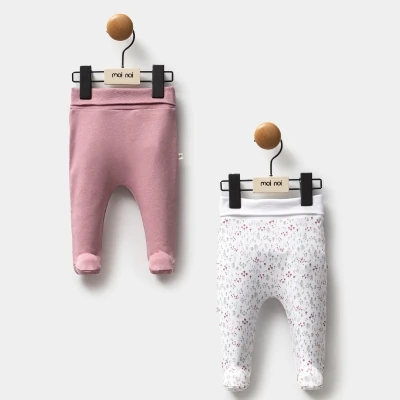 Lora Bliss Kız Bebek Çam Desenli 2’li Patikli Tek Alt - Mürdüm