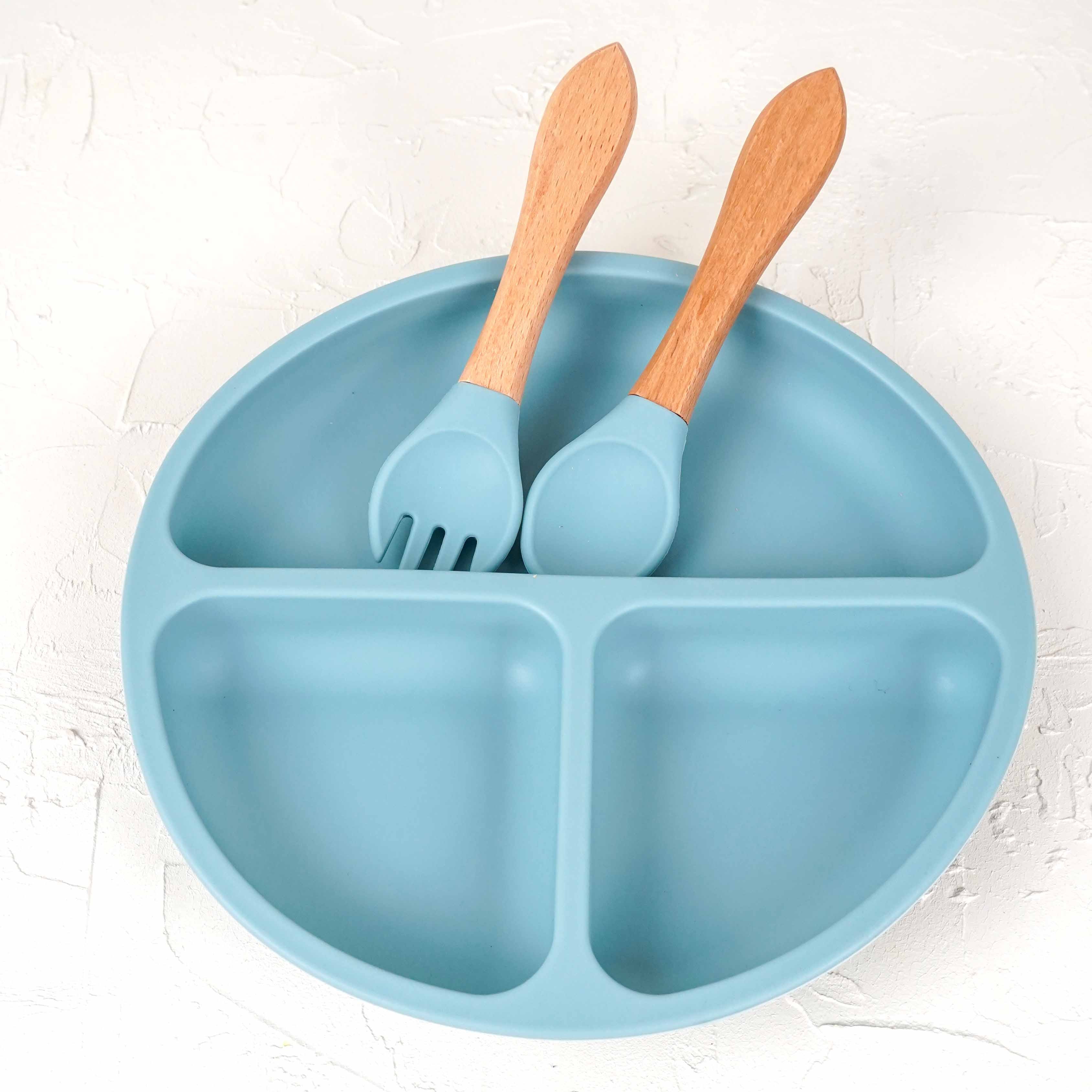 Lora Bliss Silikon Bebek Yemek Takımı – 5 Parça Gök Mavi