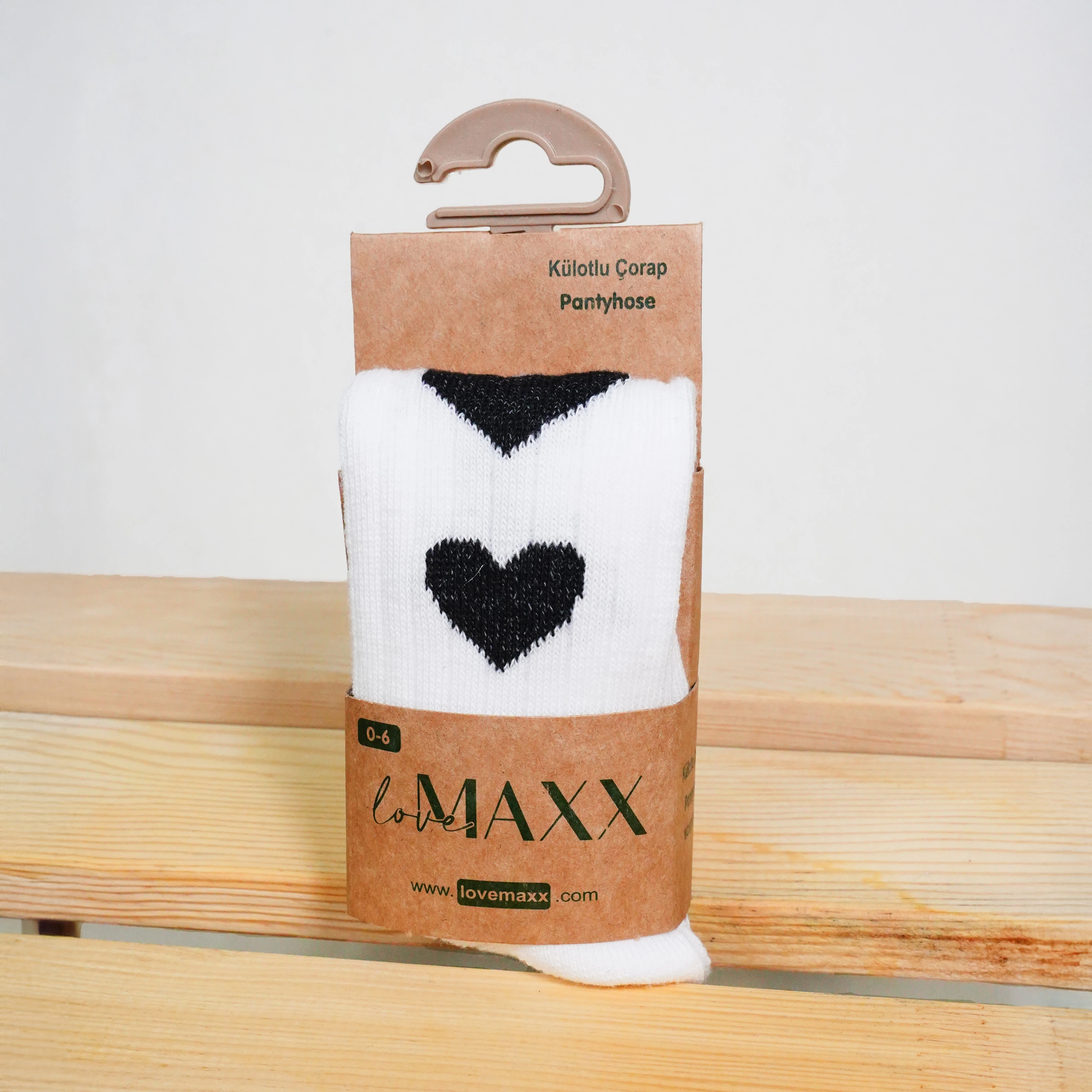 Lora Bliss Kalpli Külotlu Çorap - Beyaz ve Siyah