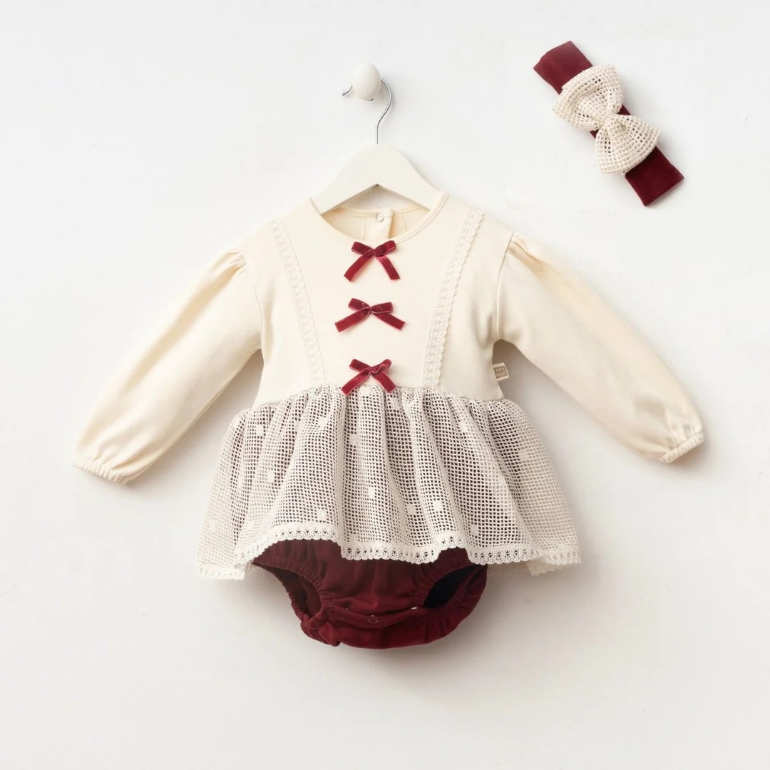 Lora Bliss – Kız Olivia Romper Tulum - Bordo