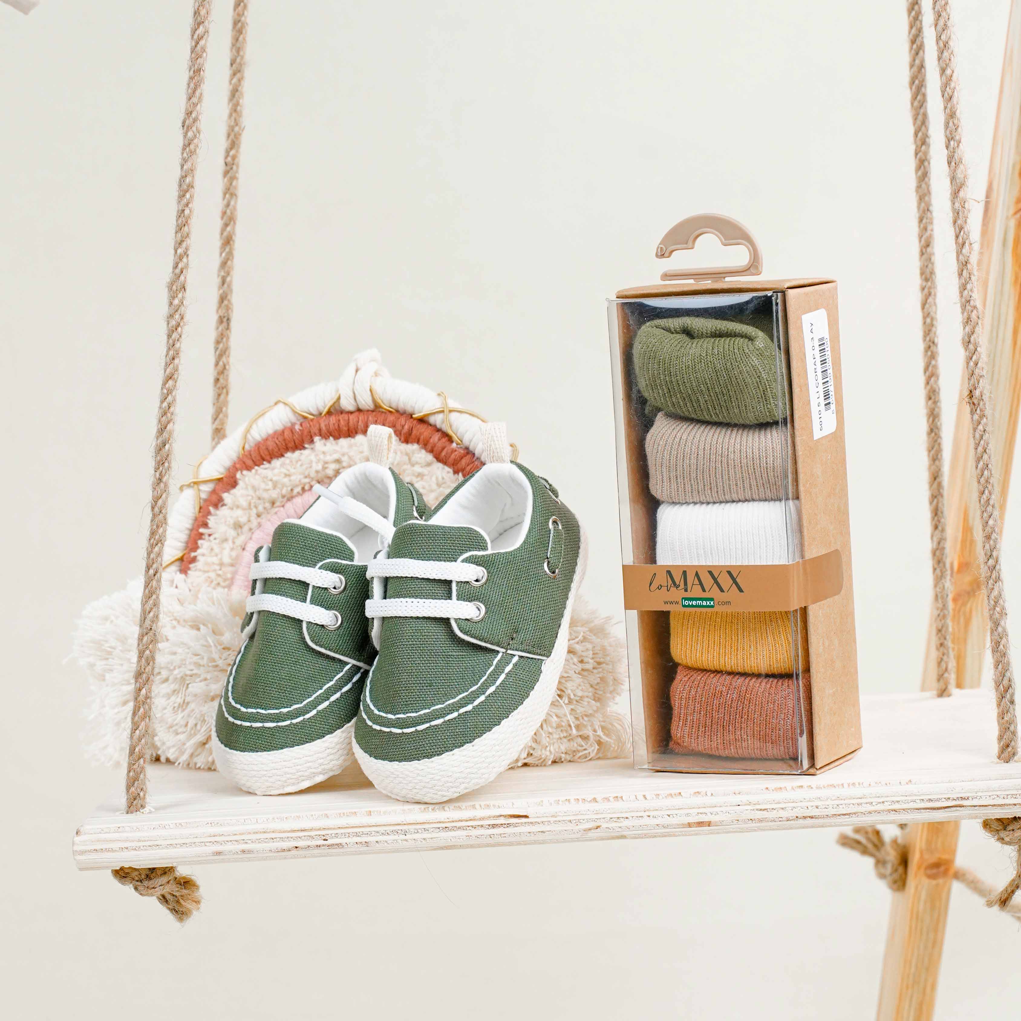 Lora Bliss Unisex 5’li Bebek Çorap Seti - Toprak Tonları